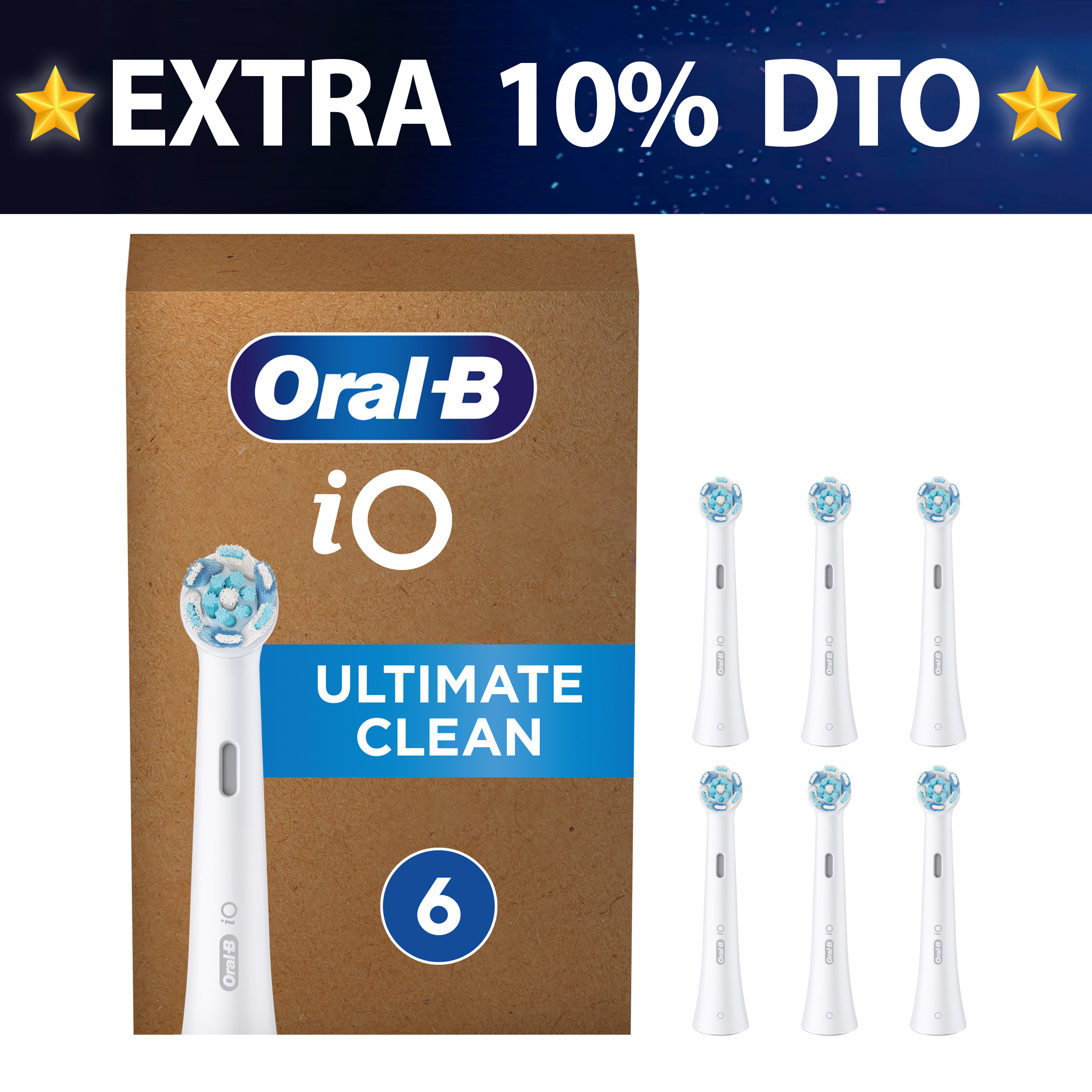 Oral-B iO Recambios Ultimate Clean en Blanco - Pack de 6