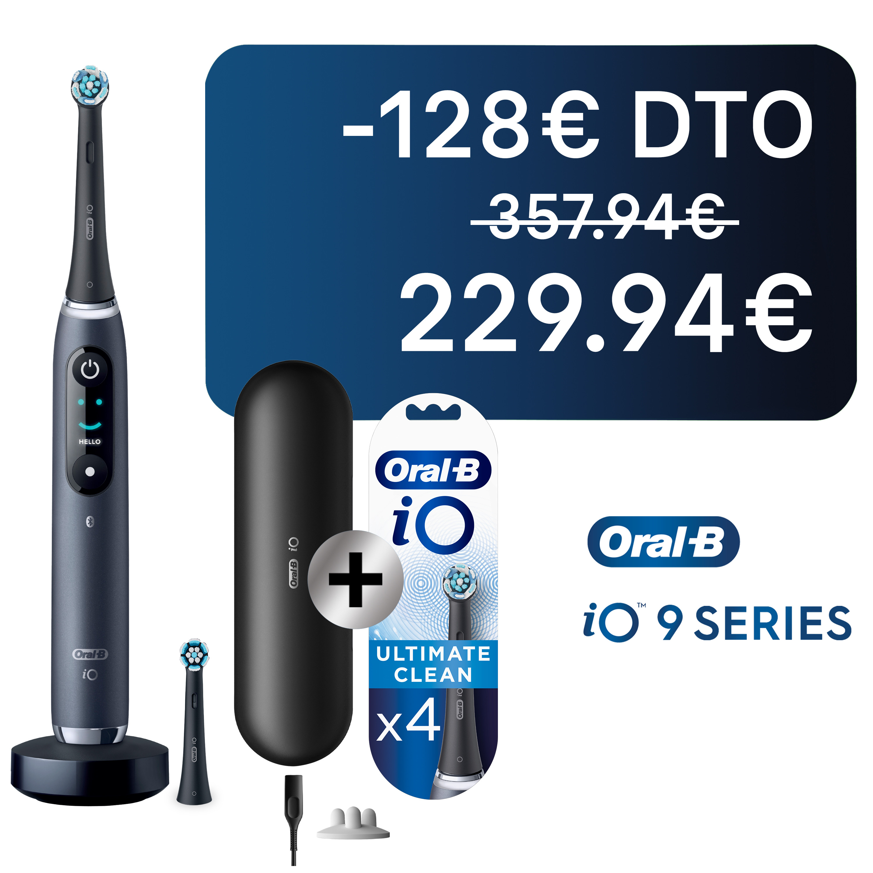 Oral-B iO 9 Cepillo Eléctrico Negro con 2 + 4 Recambios