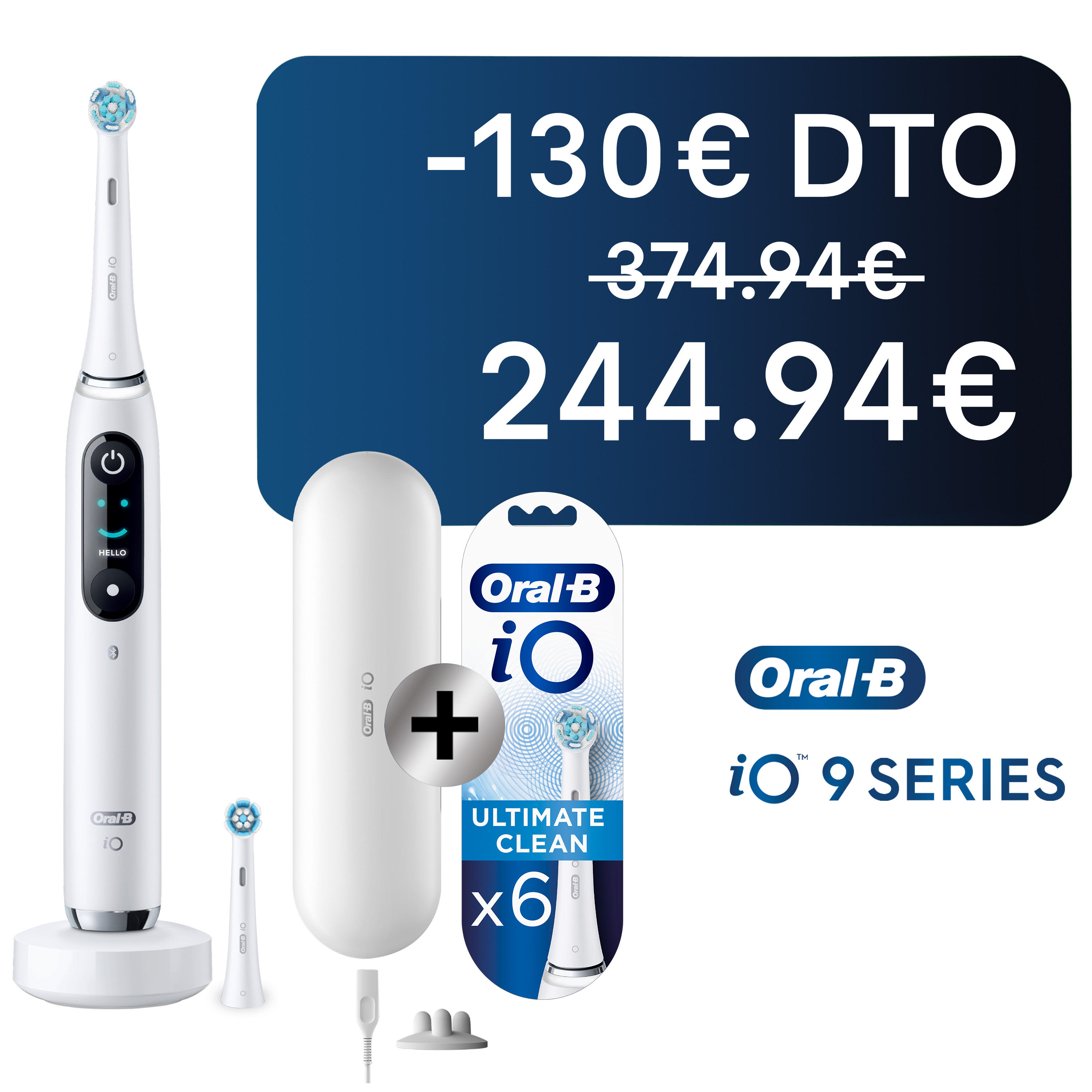 Oral-B iO 9 Cepillo Eléctrico Blanco con 2 + 6 Recambios