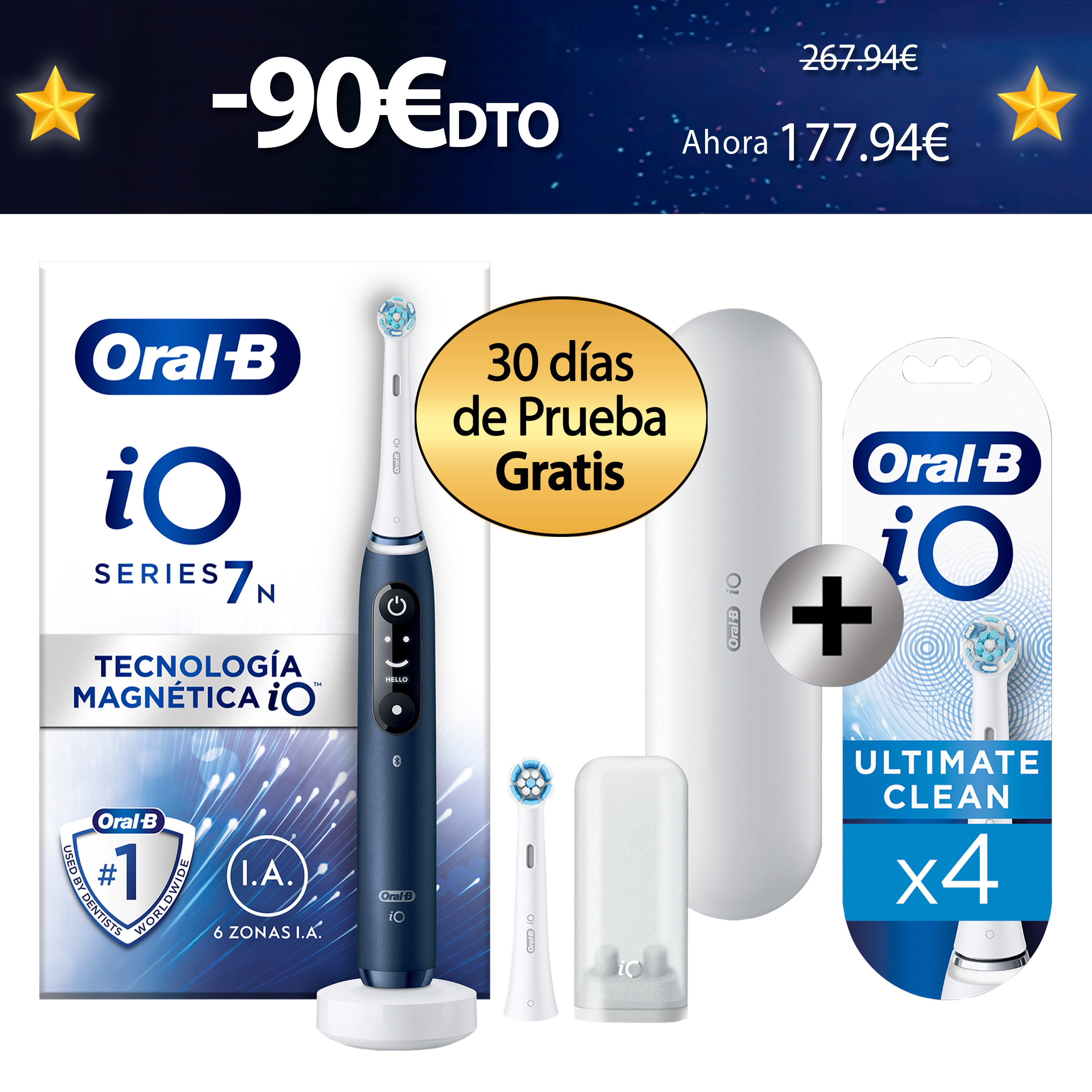 Oral-B iO 7 Cepillo Eléctrico azul con 2 + 4 Recambios