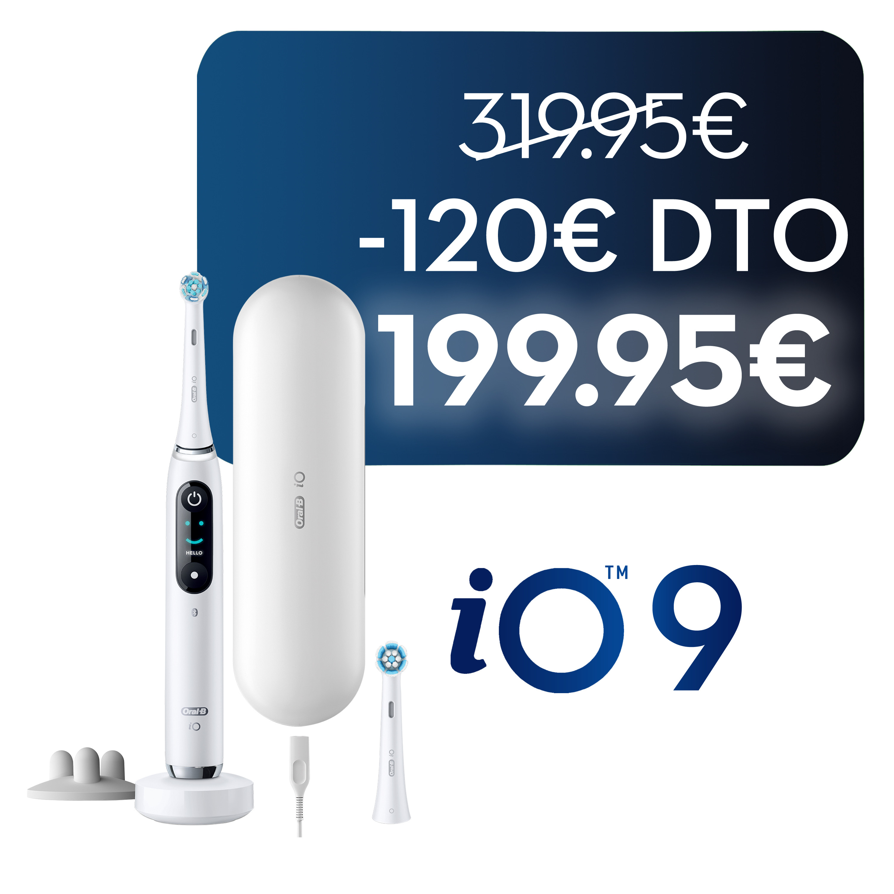 Oral-B iO 9 Cepillo Eléctrico Blanco con 2 Cabezales