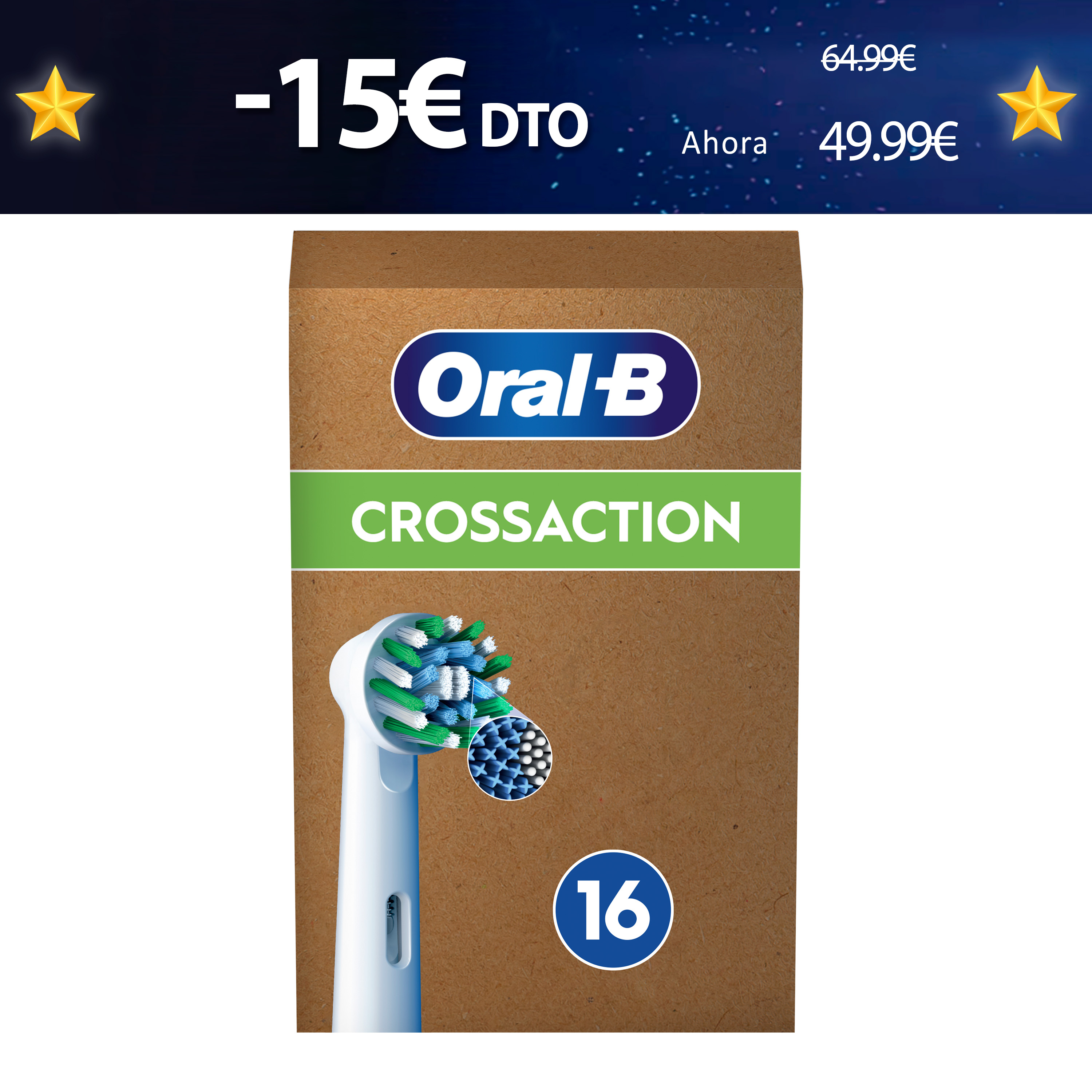 Oral-B Recambios Cross Action en Blanco - Pack de 16