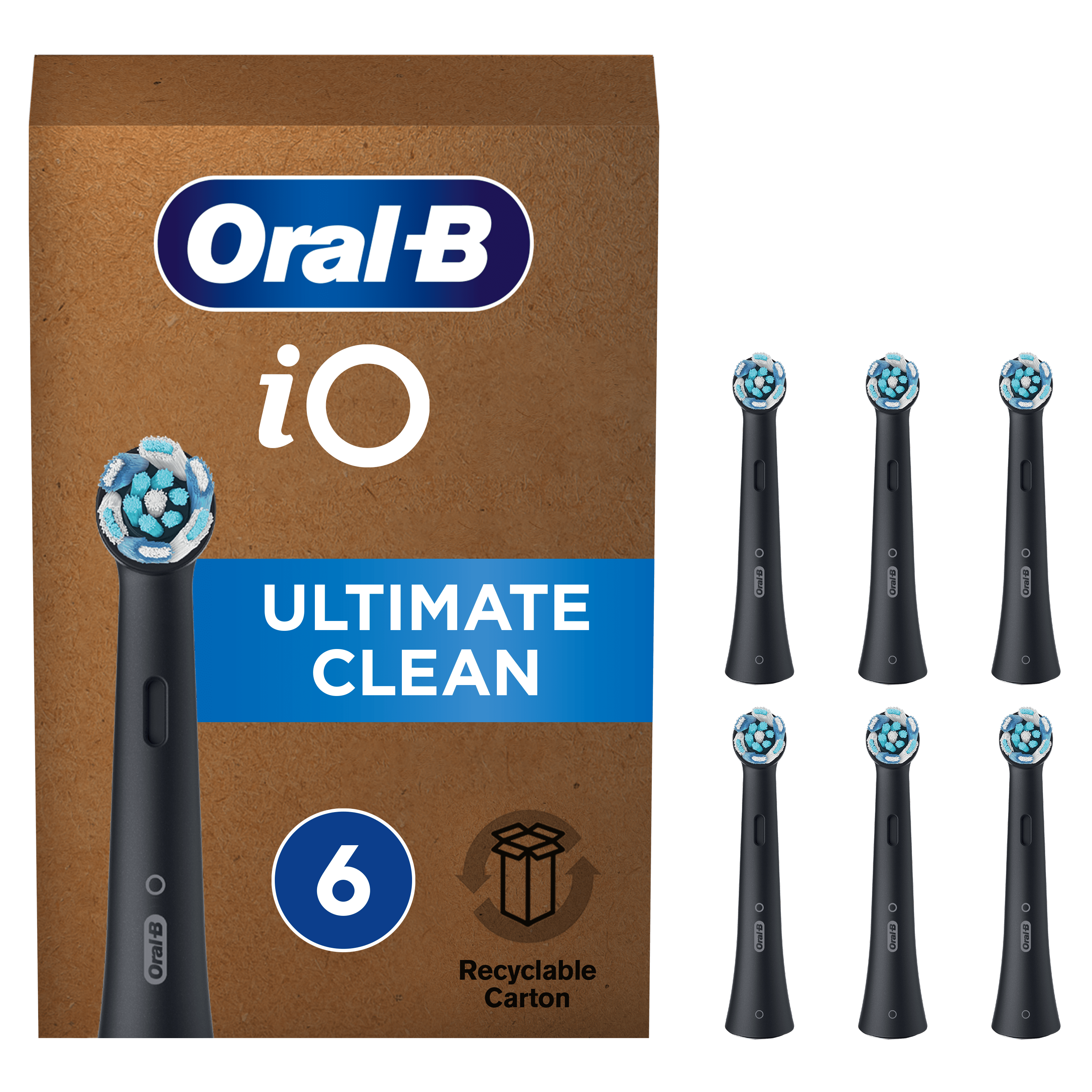 Oral-B iO Recambios Ultimate Clean en Negro - Pack de 6