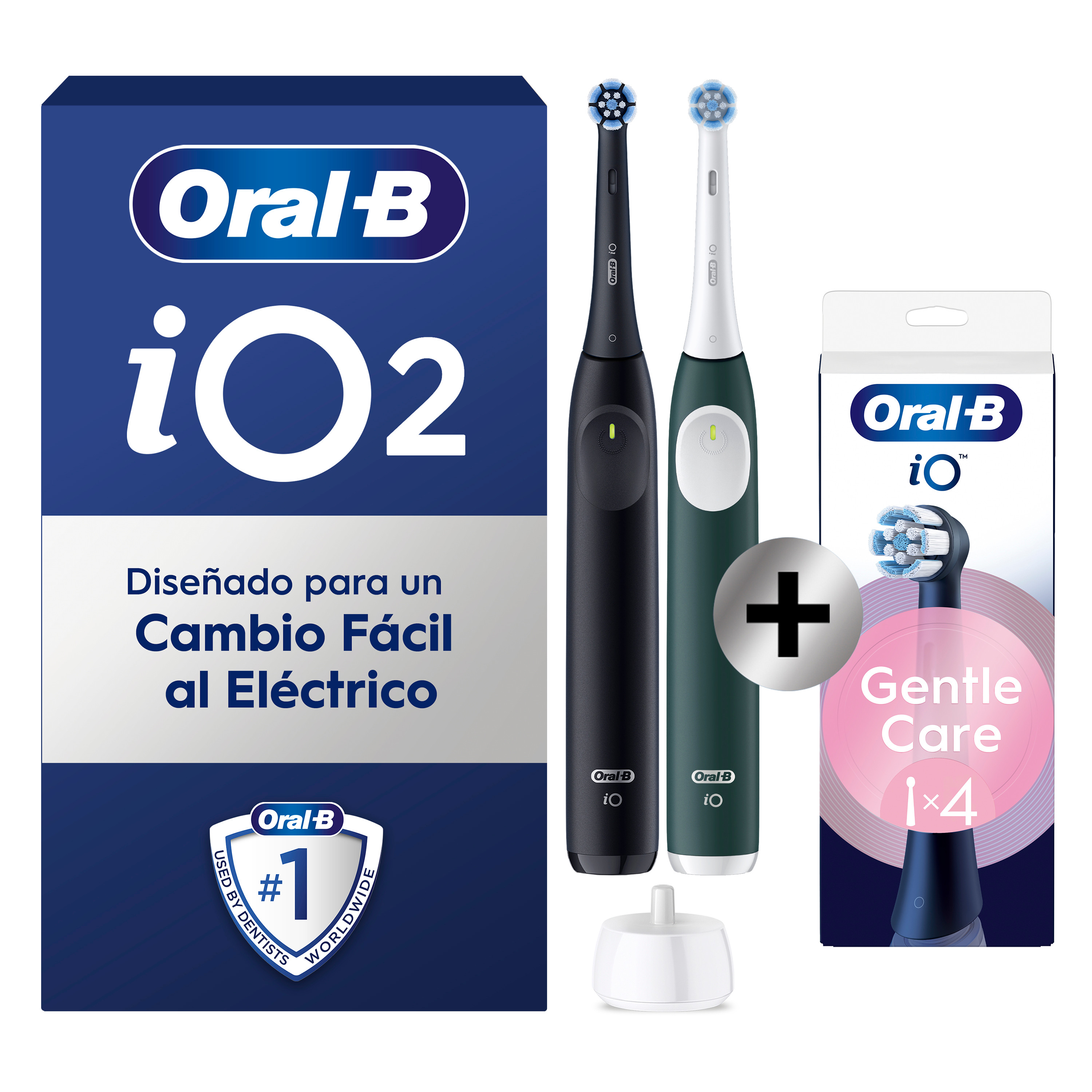 Oral-B iO 2 Pack Dúo de Cepillos Eléctricos Negro y Verde Bosque con 2+4 cabezales