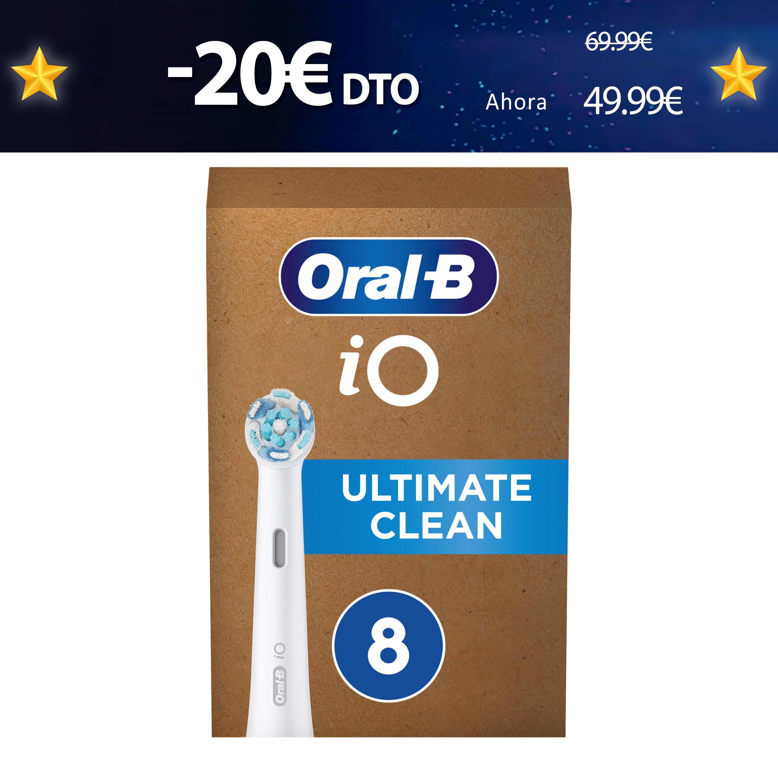 Oral-B iO Recambios Ultimate Clean en Blanco - Pack de 8