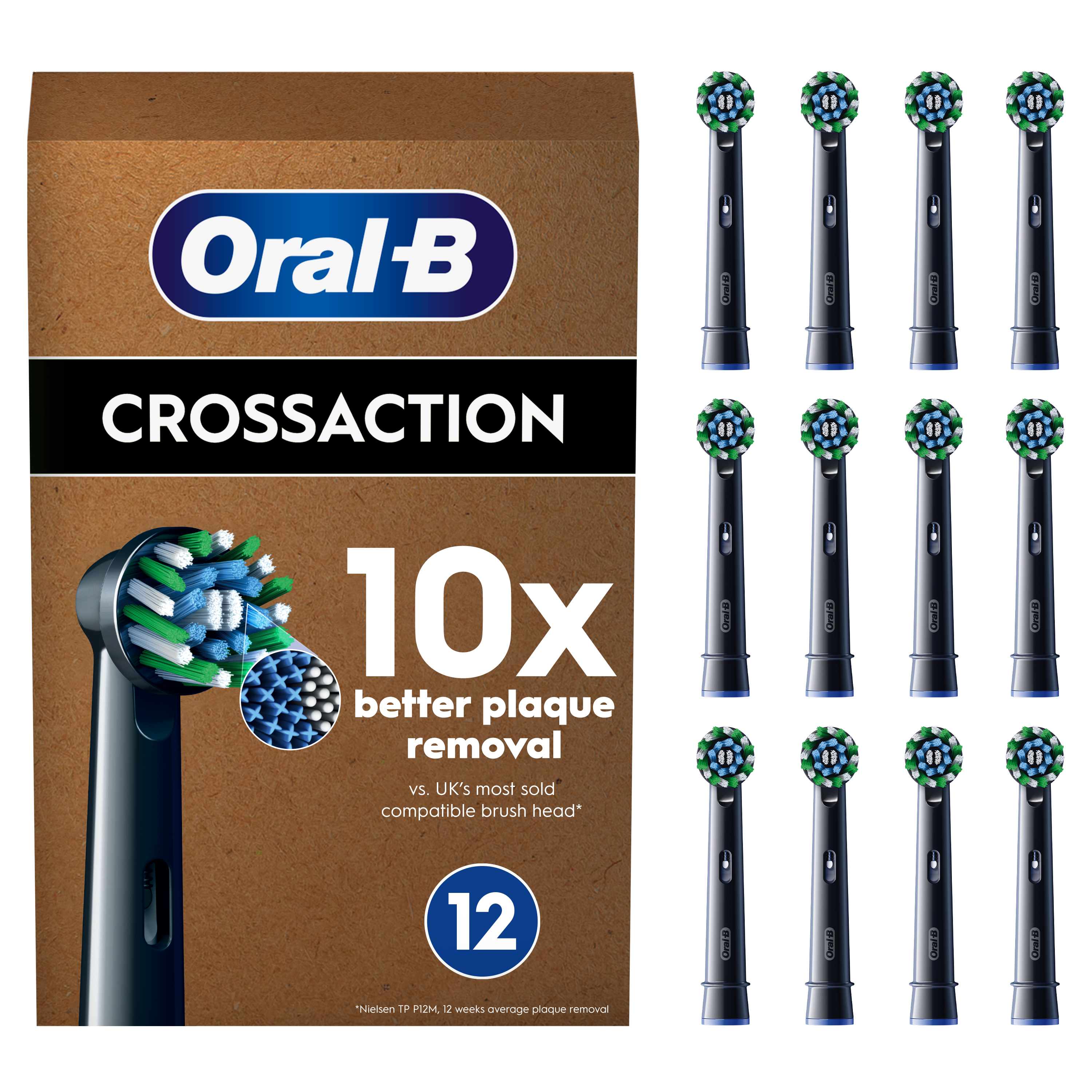 Oral-B Recambios Cross Action en Negro - Pack de 12