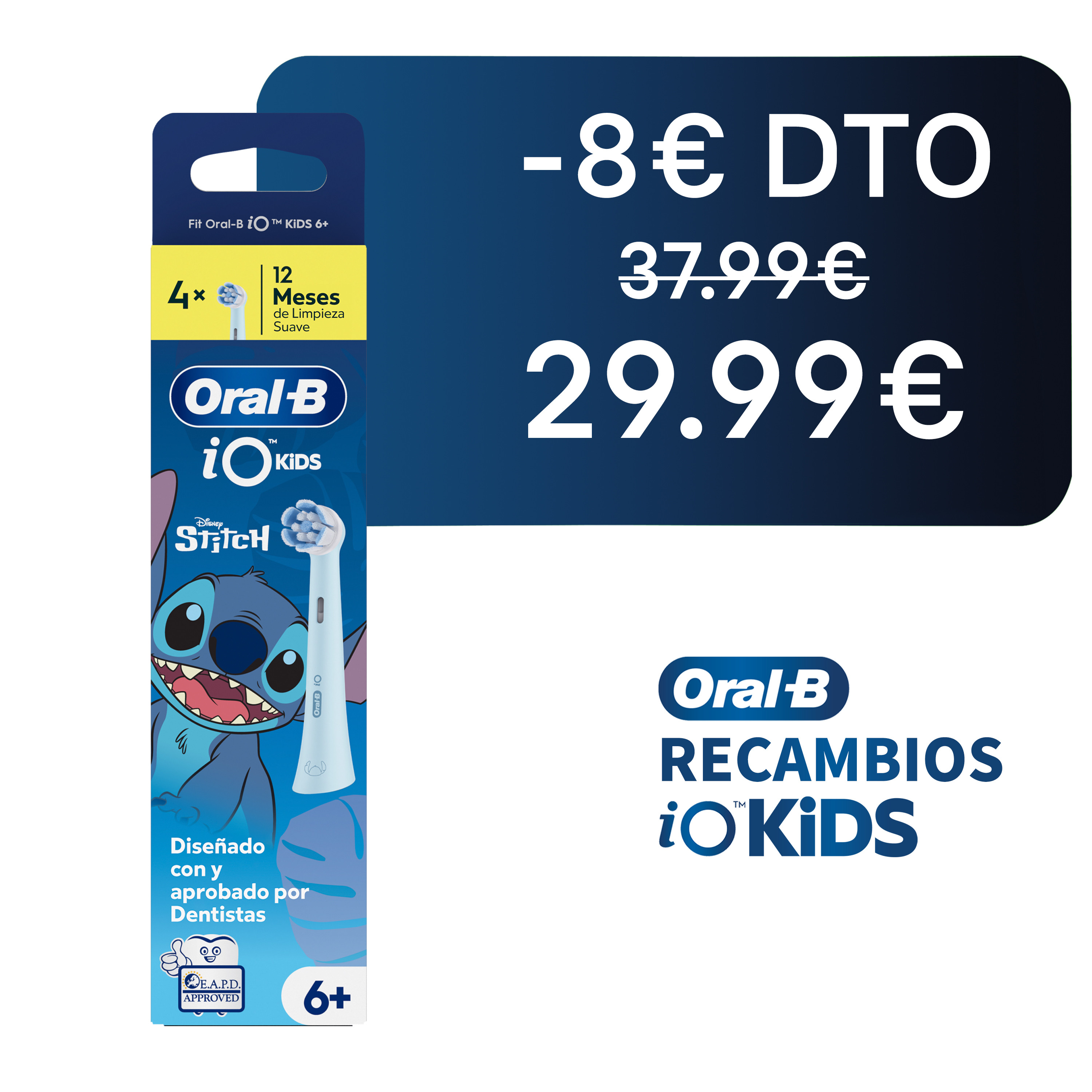 Oral-B Io Niños Recambios Stitch - Pack de 4