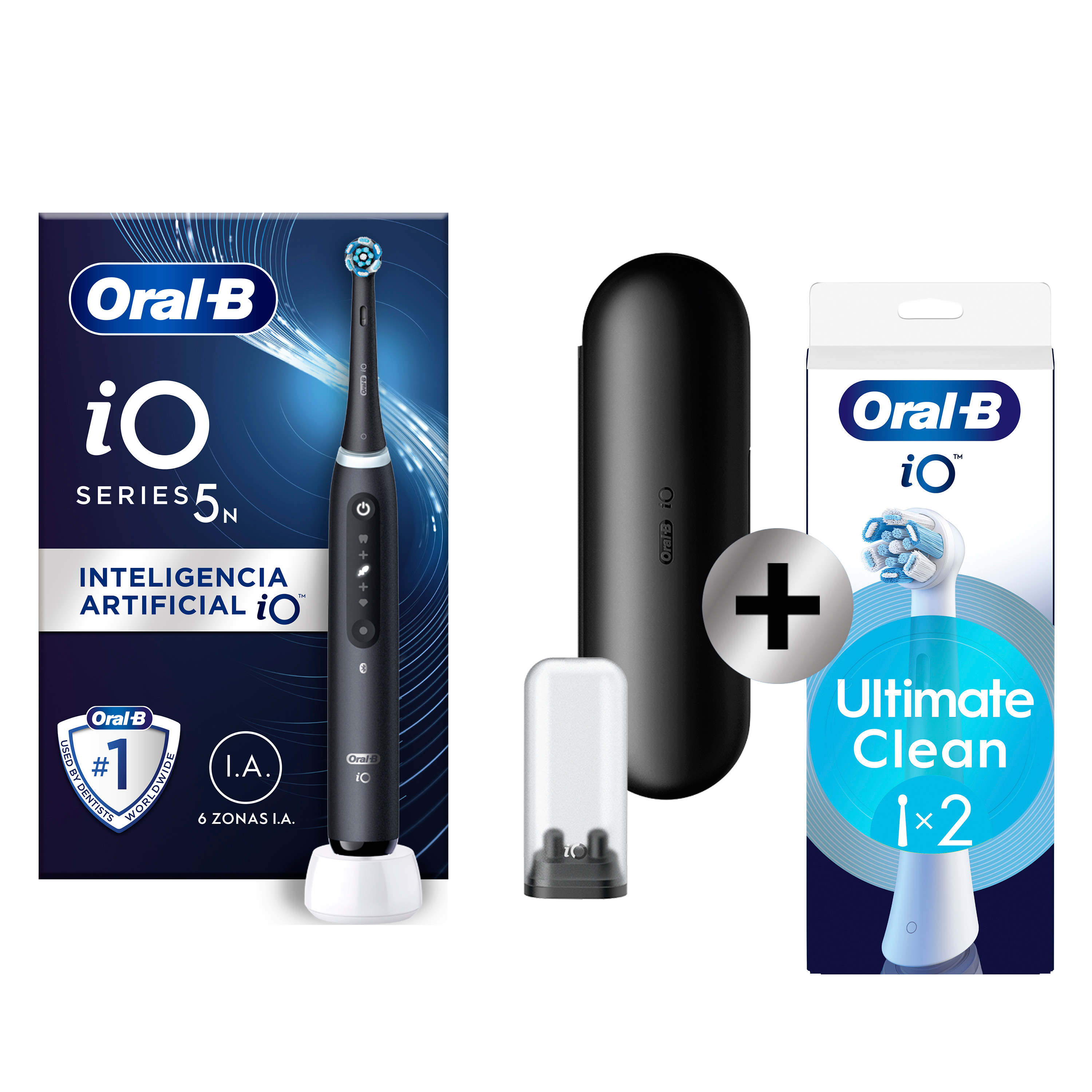 Oral-B iO 5 Cepillo Eléctrico negro con 1 + 2 Recambios