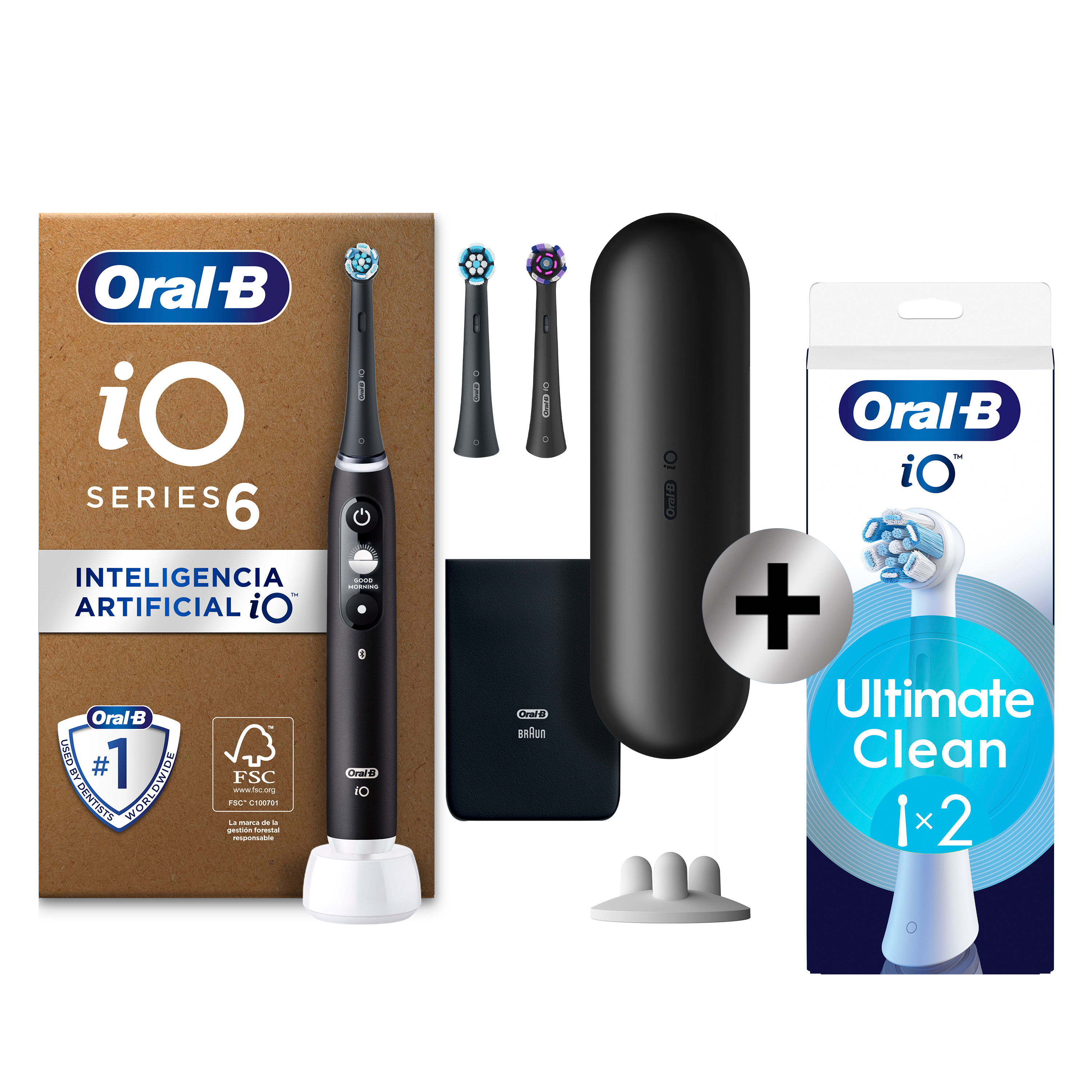 Oral-B iO 6 Pack de Cepillo Eléctrico Lava Negra con 3 + 2 Recambios