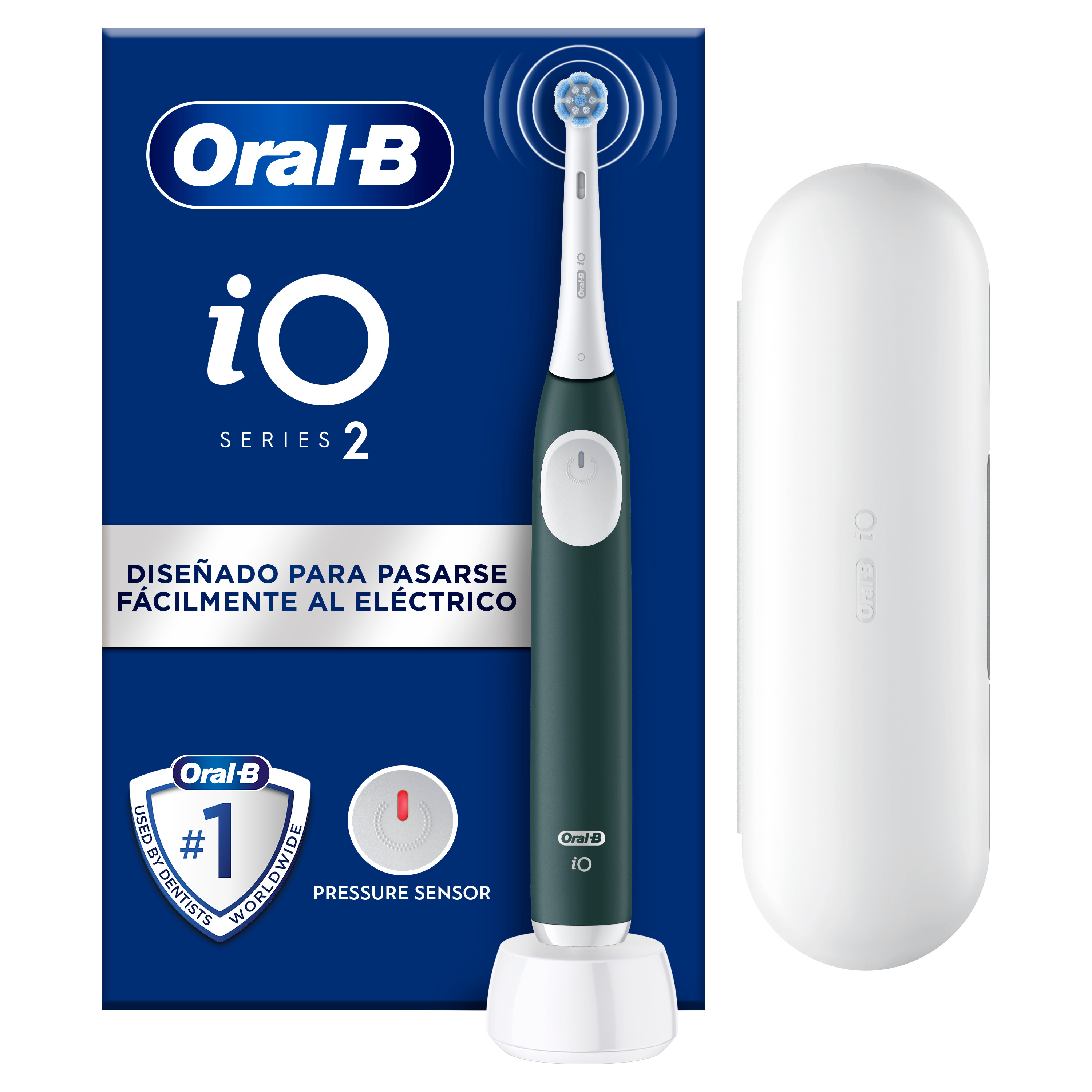 Oral-B iO 2 Cepillo Eléctrico Verde con 1 cabezal y funda de viaje, Edición regalo