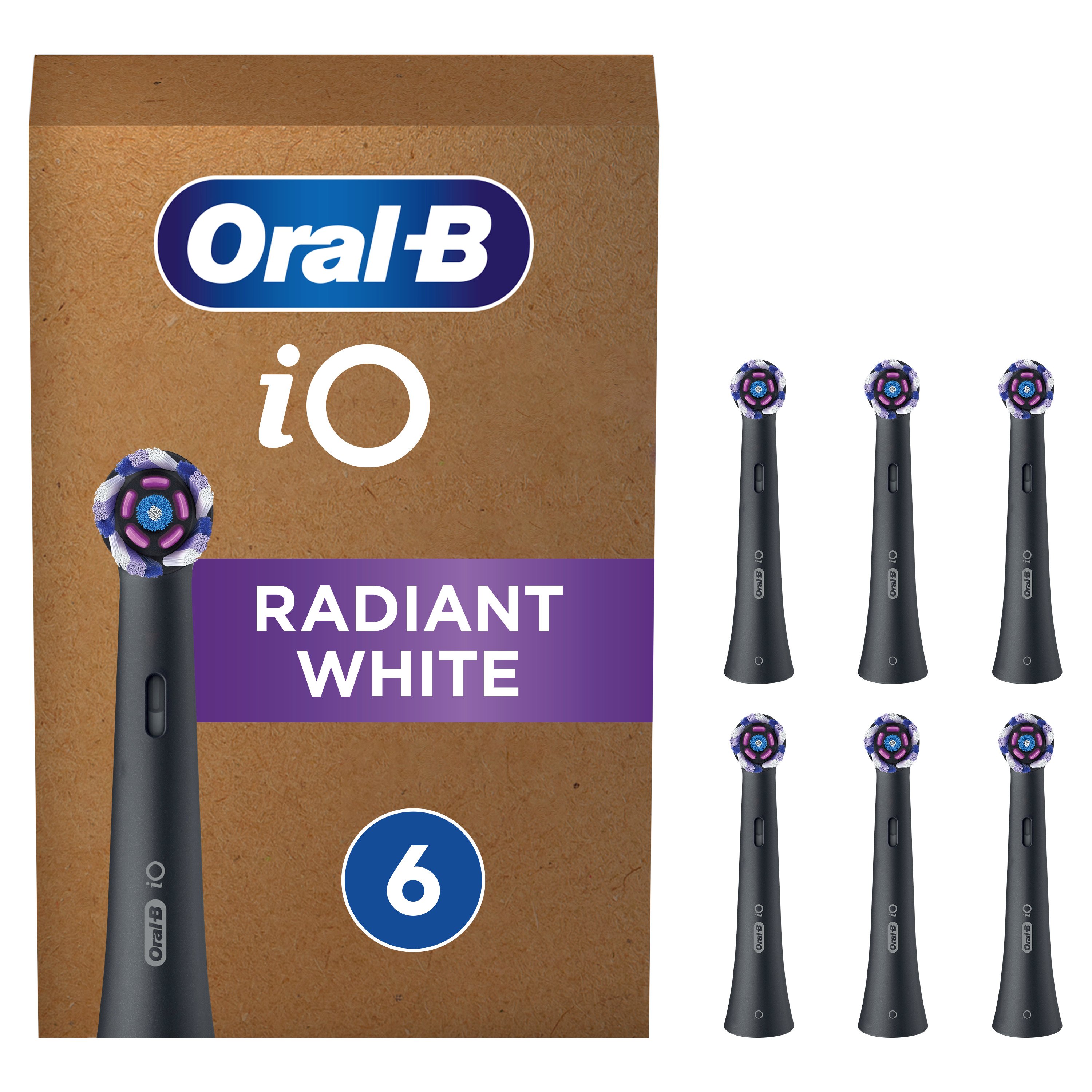 Oral-B iO Recambios Radiant White en Negro - Pack de 6