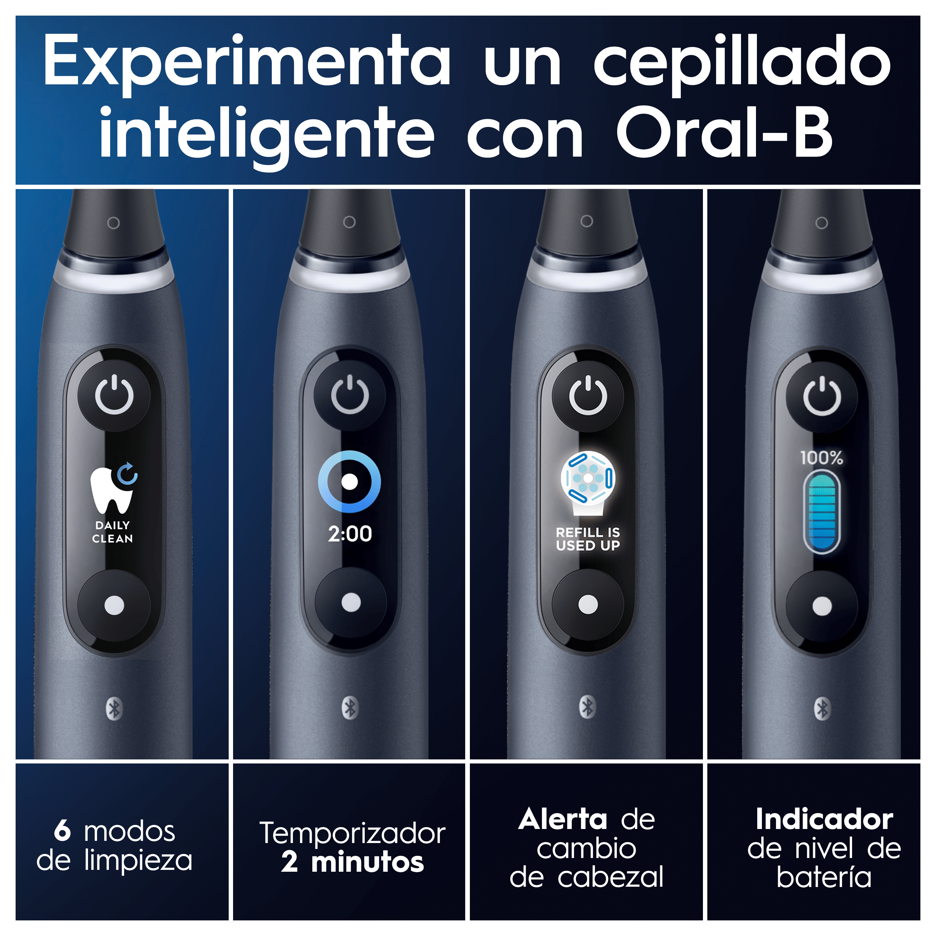 Oral-B iO 9 Pack de Cepillo Eléctrico Negro con 3 cabezales y cargador de viaje blanco