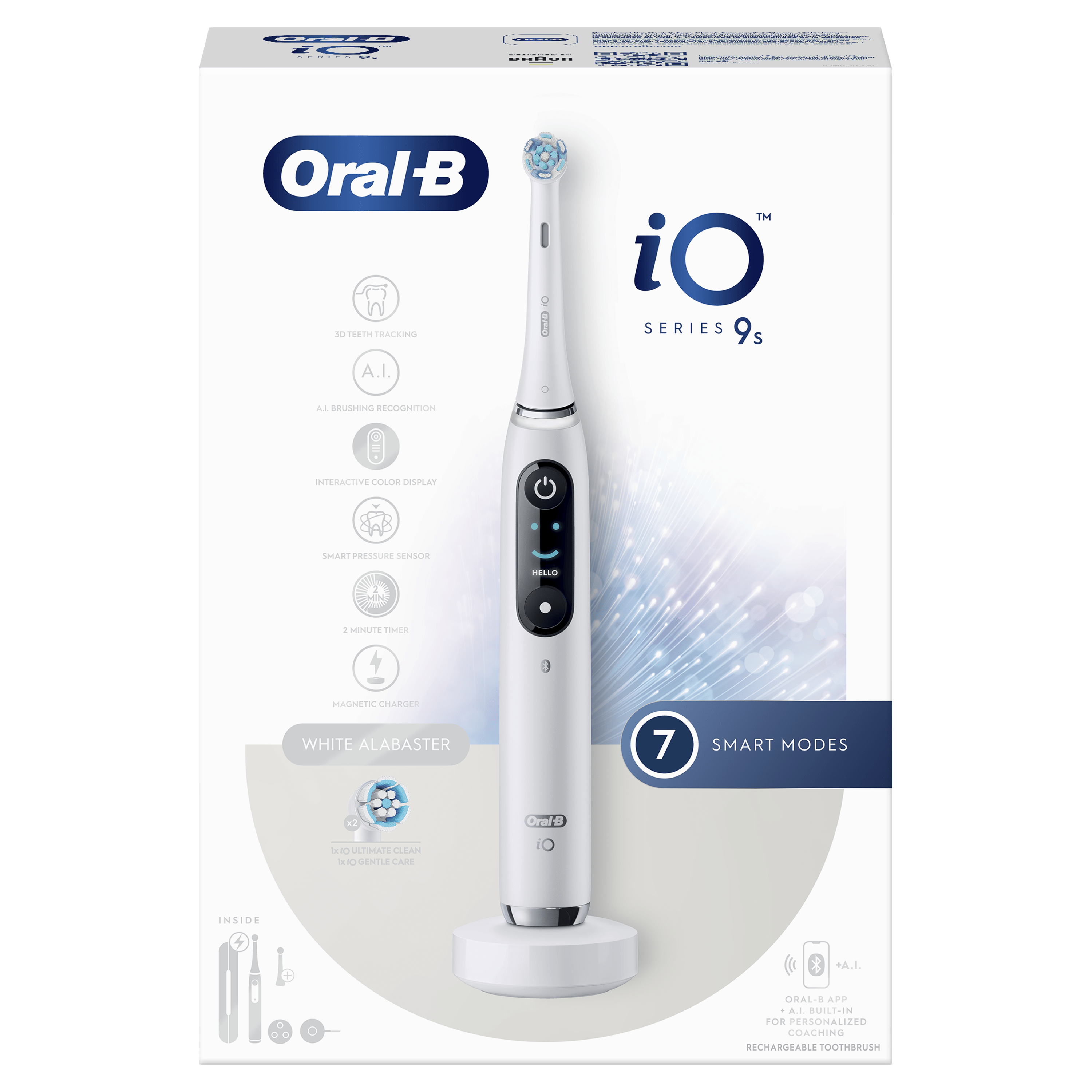Oral-B iO 9 Cepillo Eléctrico Blanco con 2+9 cabezales