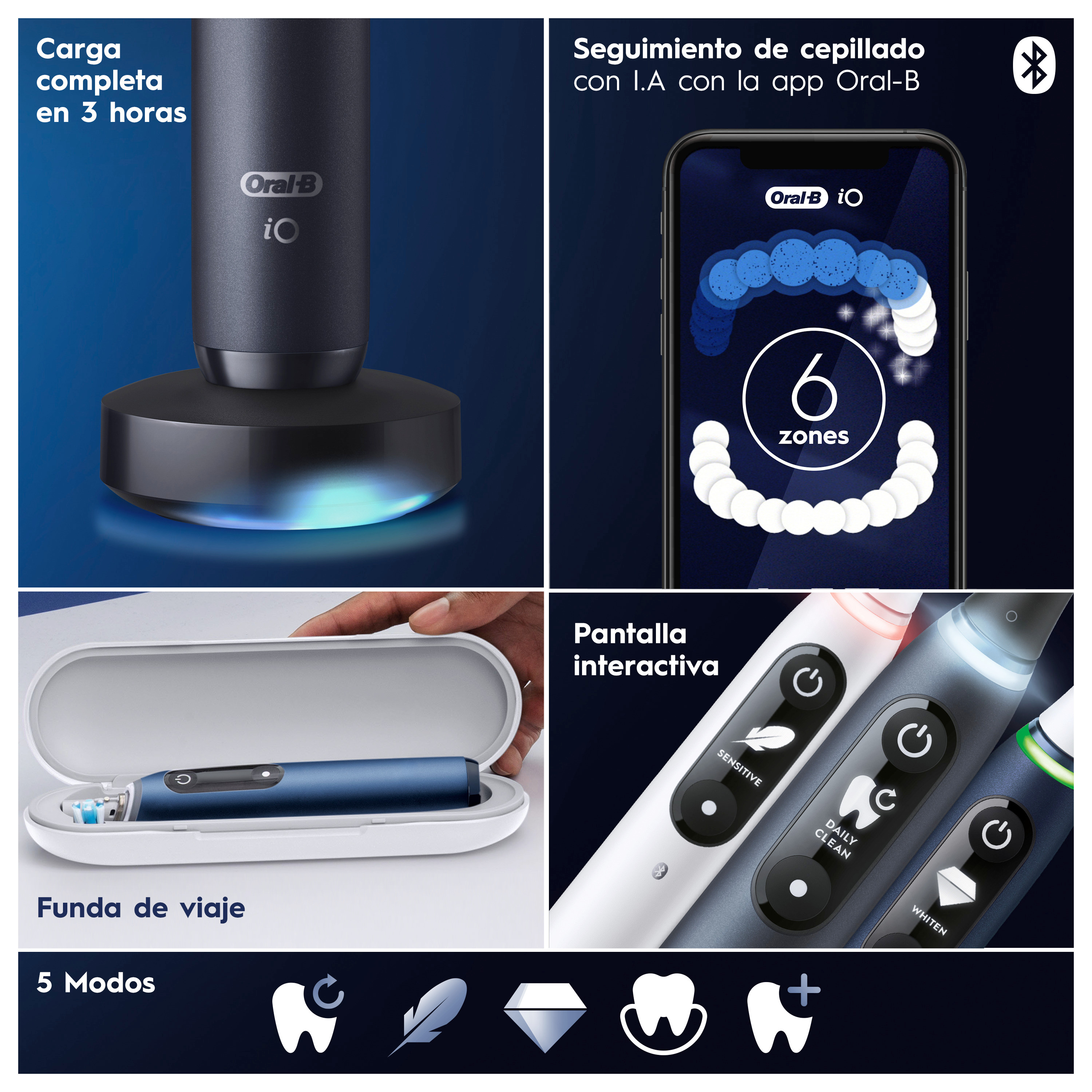 Oral-B iO 7 Cepillo Eléctrico azul con 2 + 4 Recambios