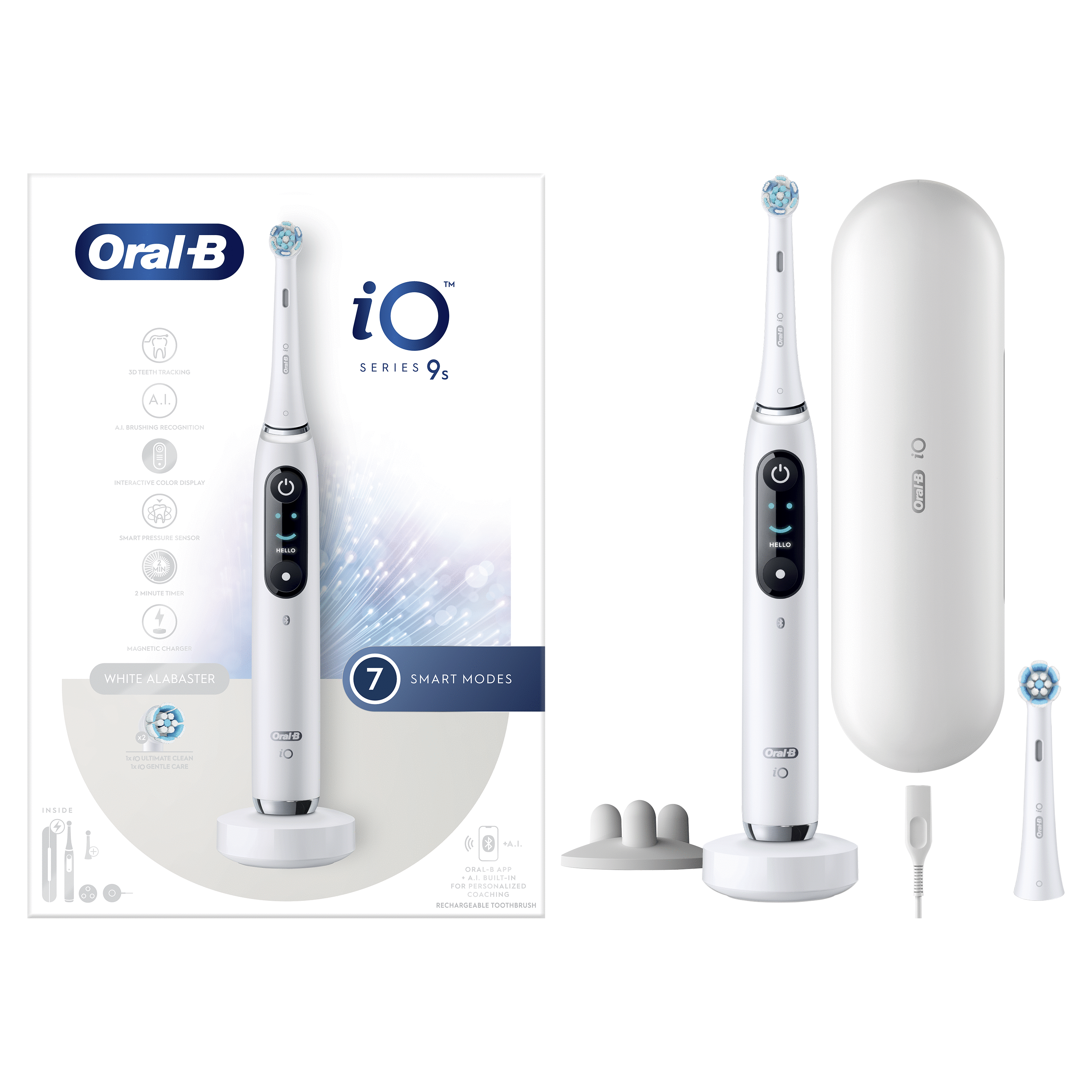 Oral-B iO 9 Cepillo Eléctrico Blanco con 2 Cabezales