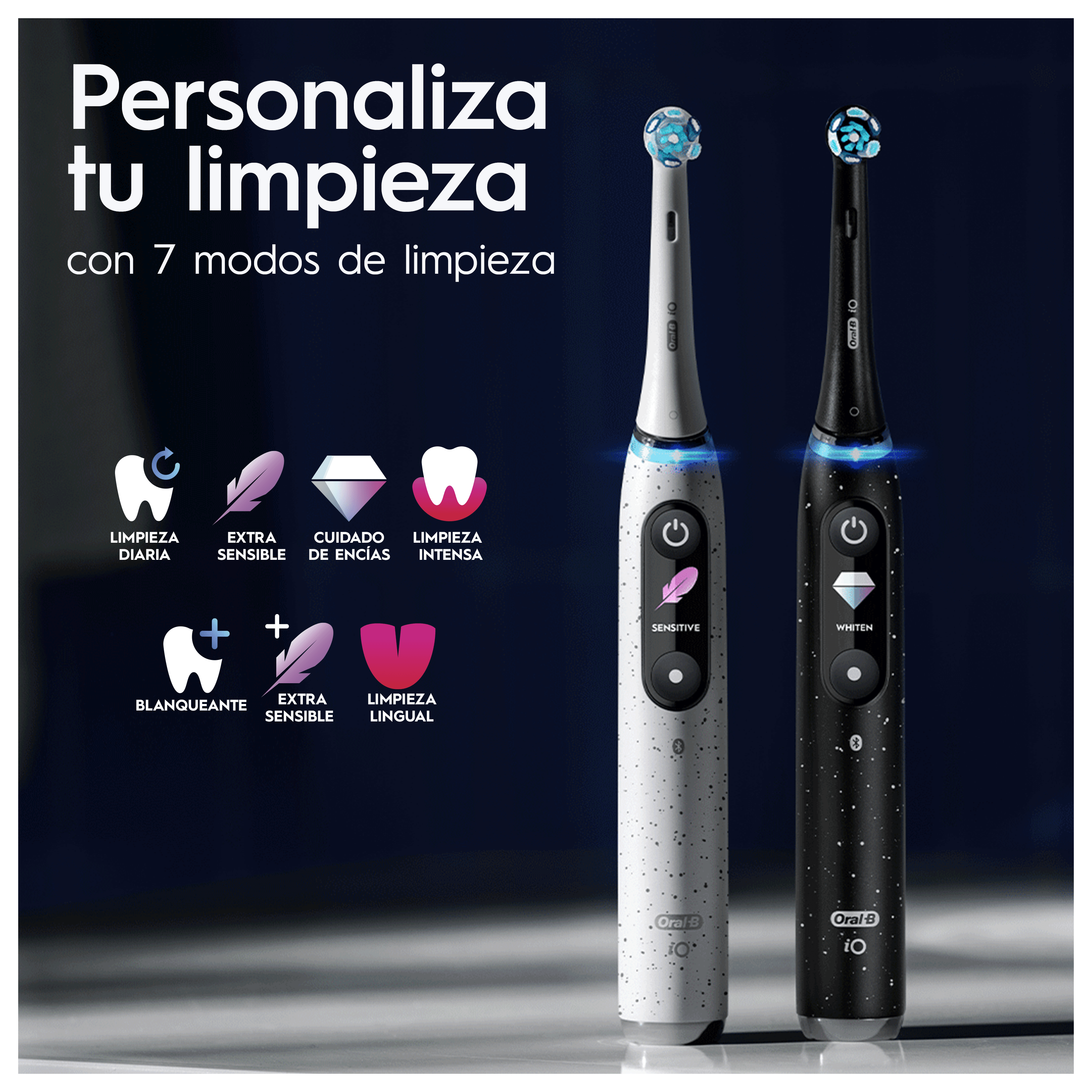 Oral-B iO 10 Pack de Cepillo Eléctrico Blanco con 3 cabezales y cargador de viaje