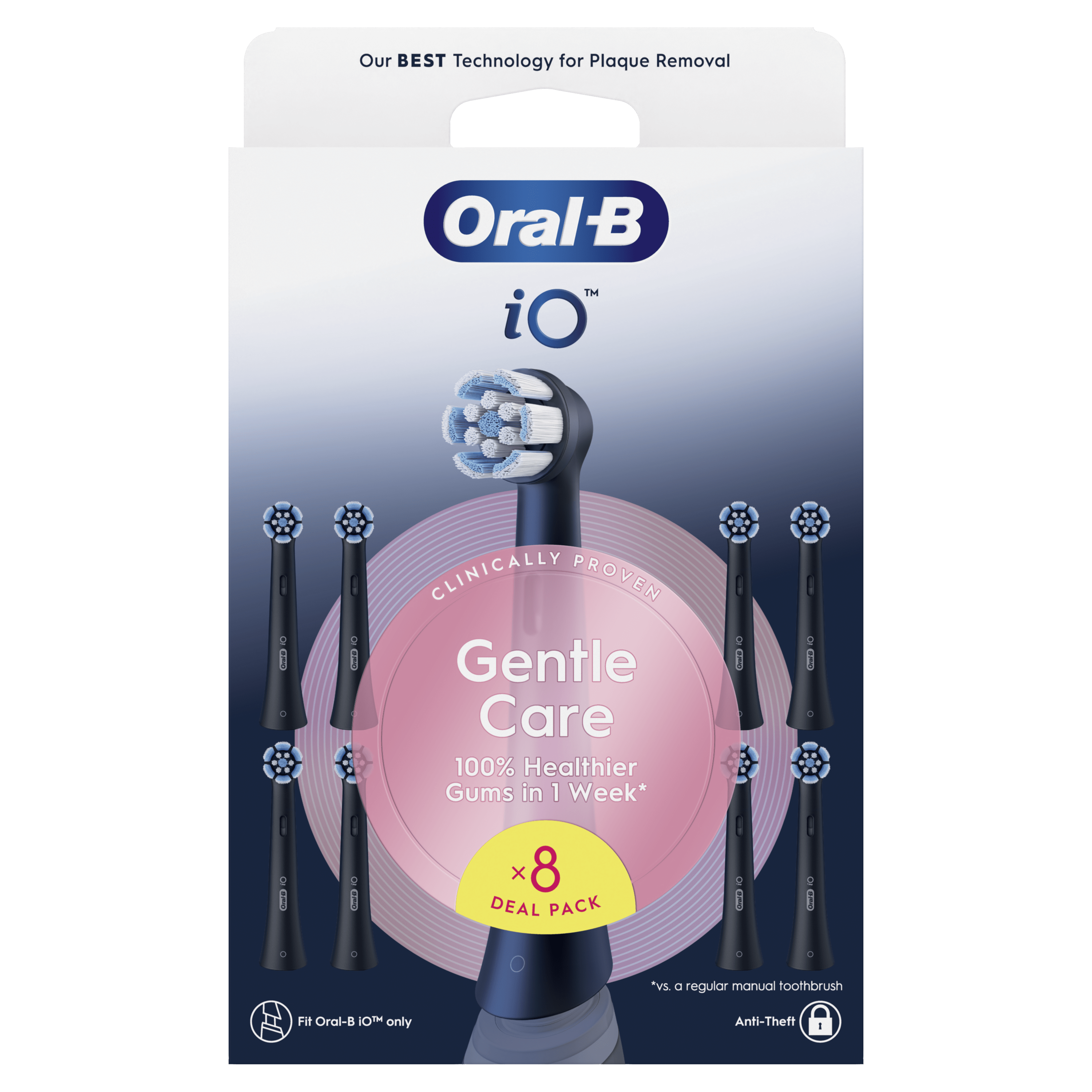 Oral-B iO Recambios Gentle Care en Negro - Pack de 8
