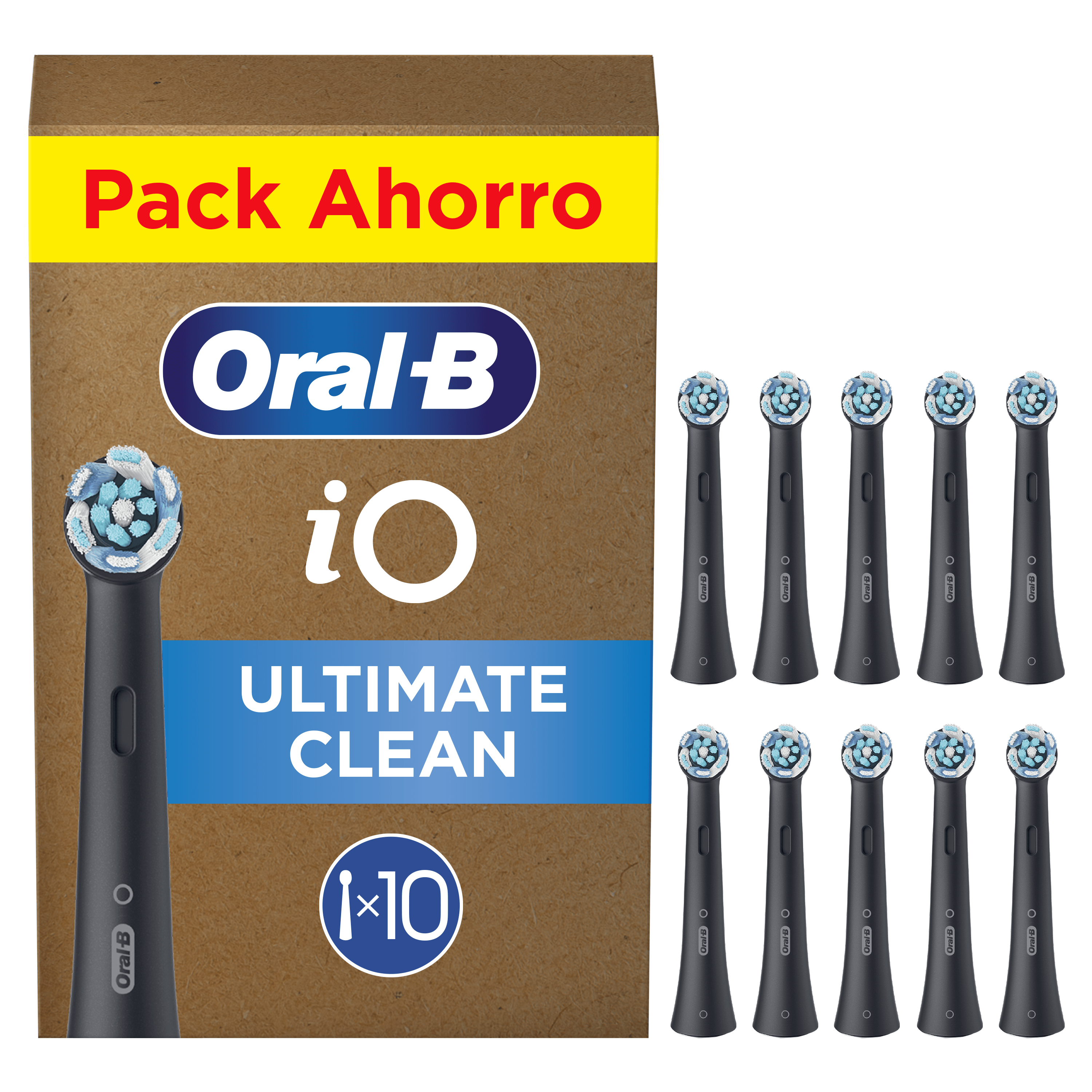Oral-B iO Recambios Ultimate Clean en Negro - Pack de 10