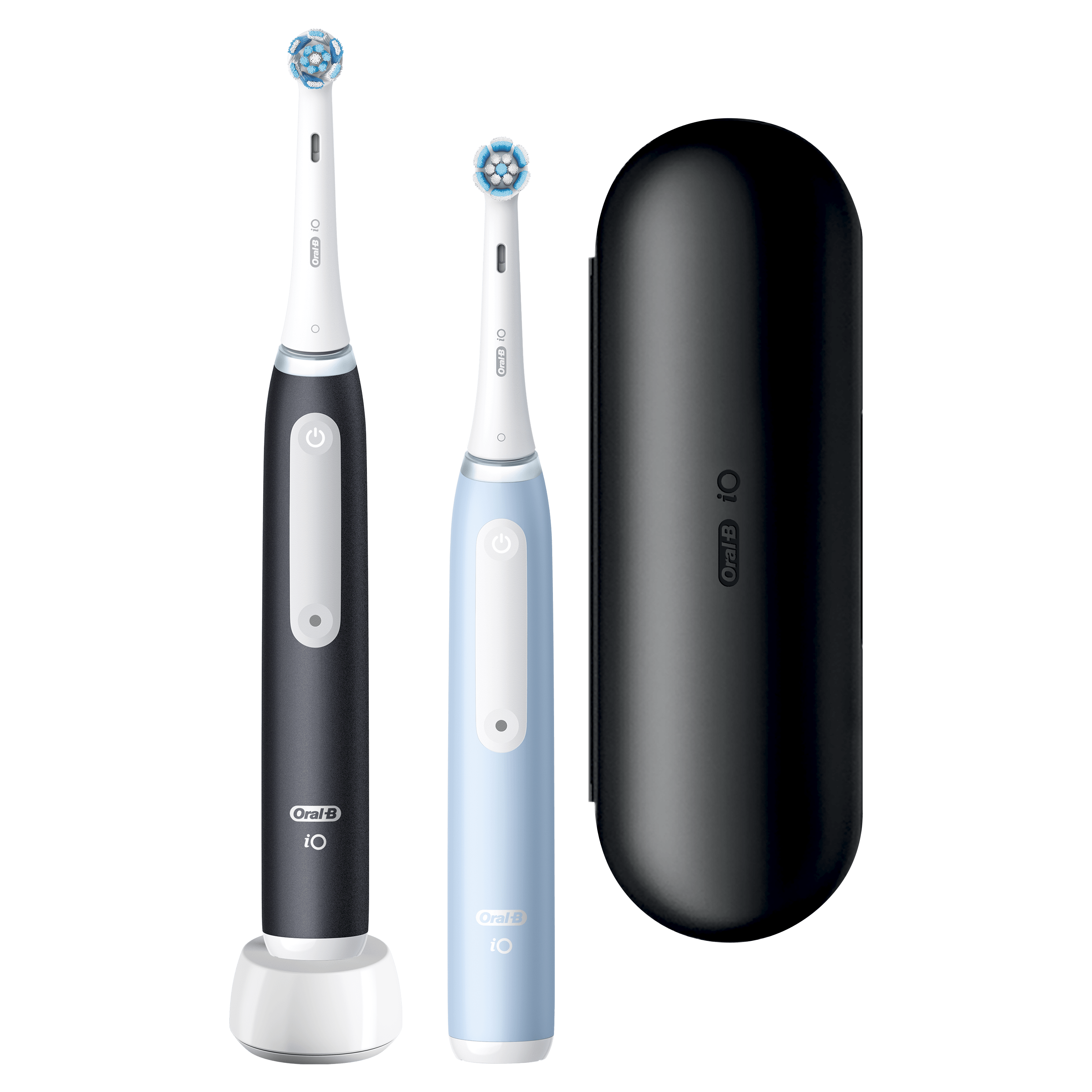 Oral-B iO 3 Pack Dúo de Cepillos Eléctricos Negro y Azul con 2+4 cabezales y estuche de viaje