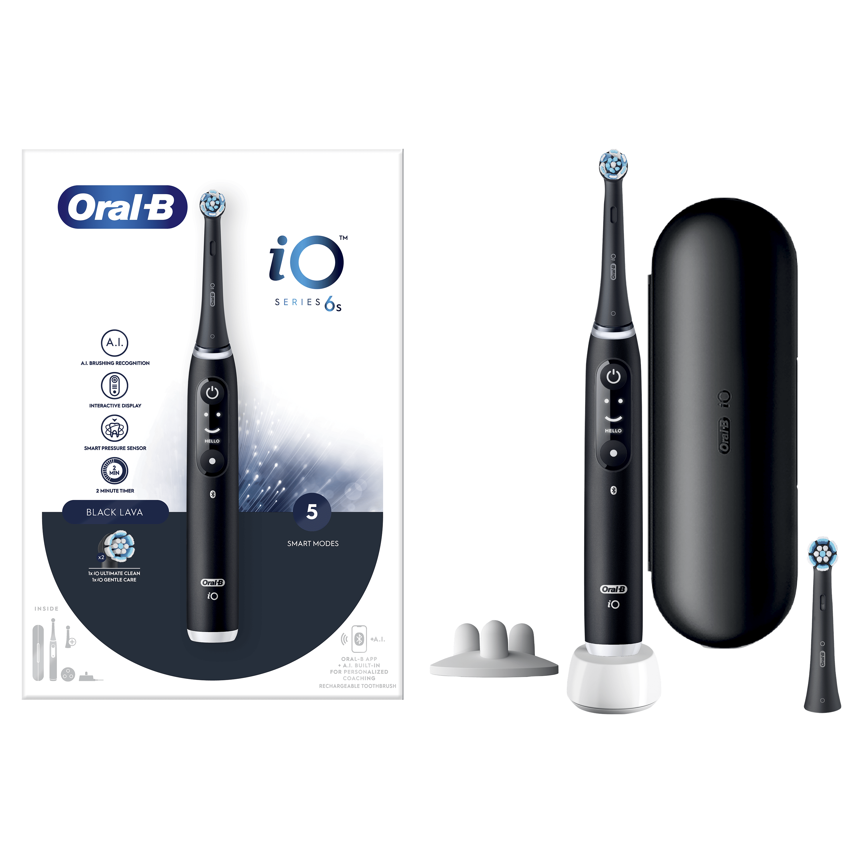 Oral-B iO 6 Cepillo Eléctrico Negro con 2 cabezales