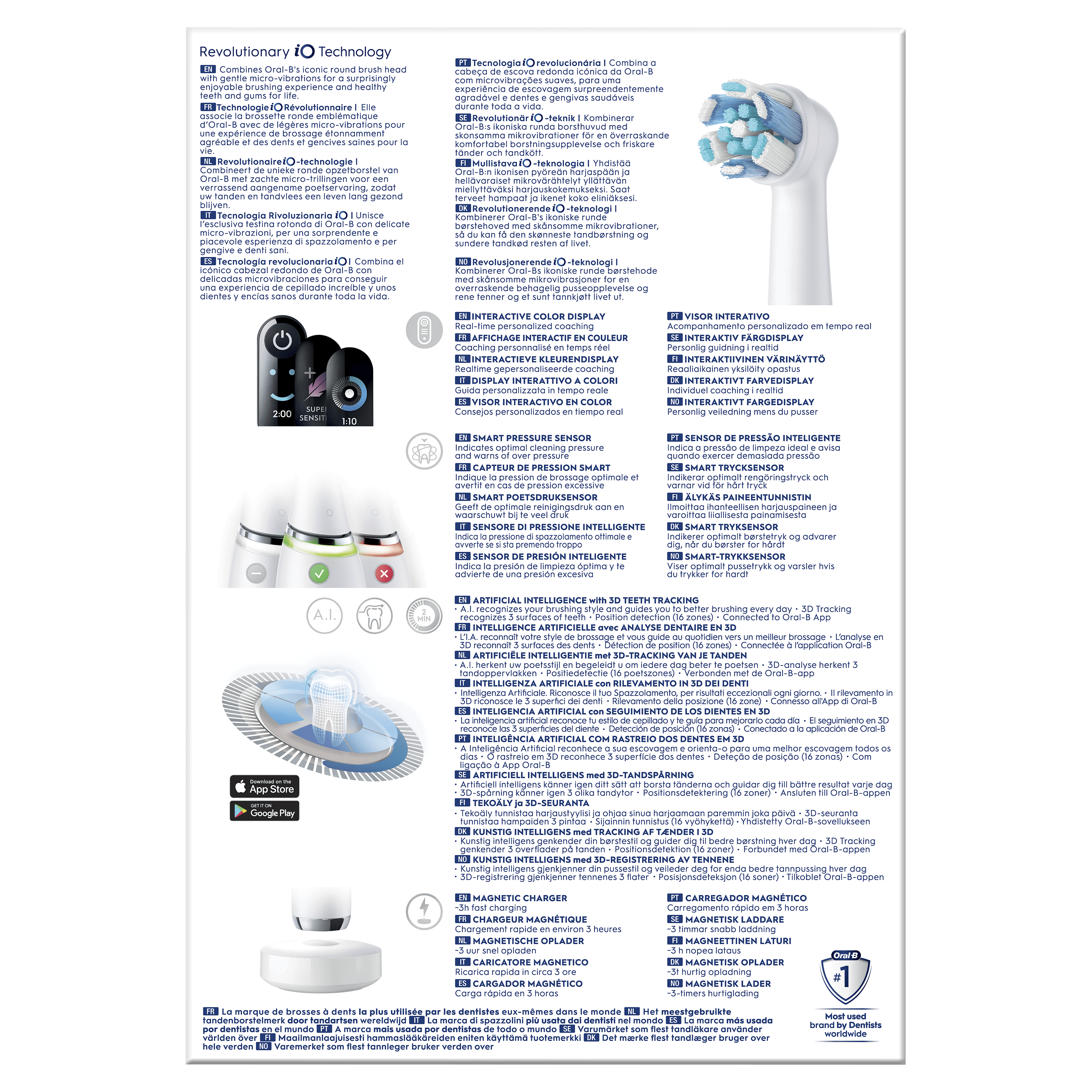 Oral-B iO 9 Cepillo Eléctrico Blanco con 2+9 cabezales