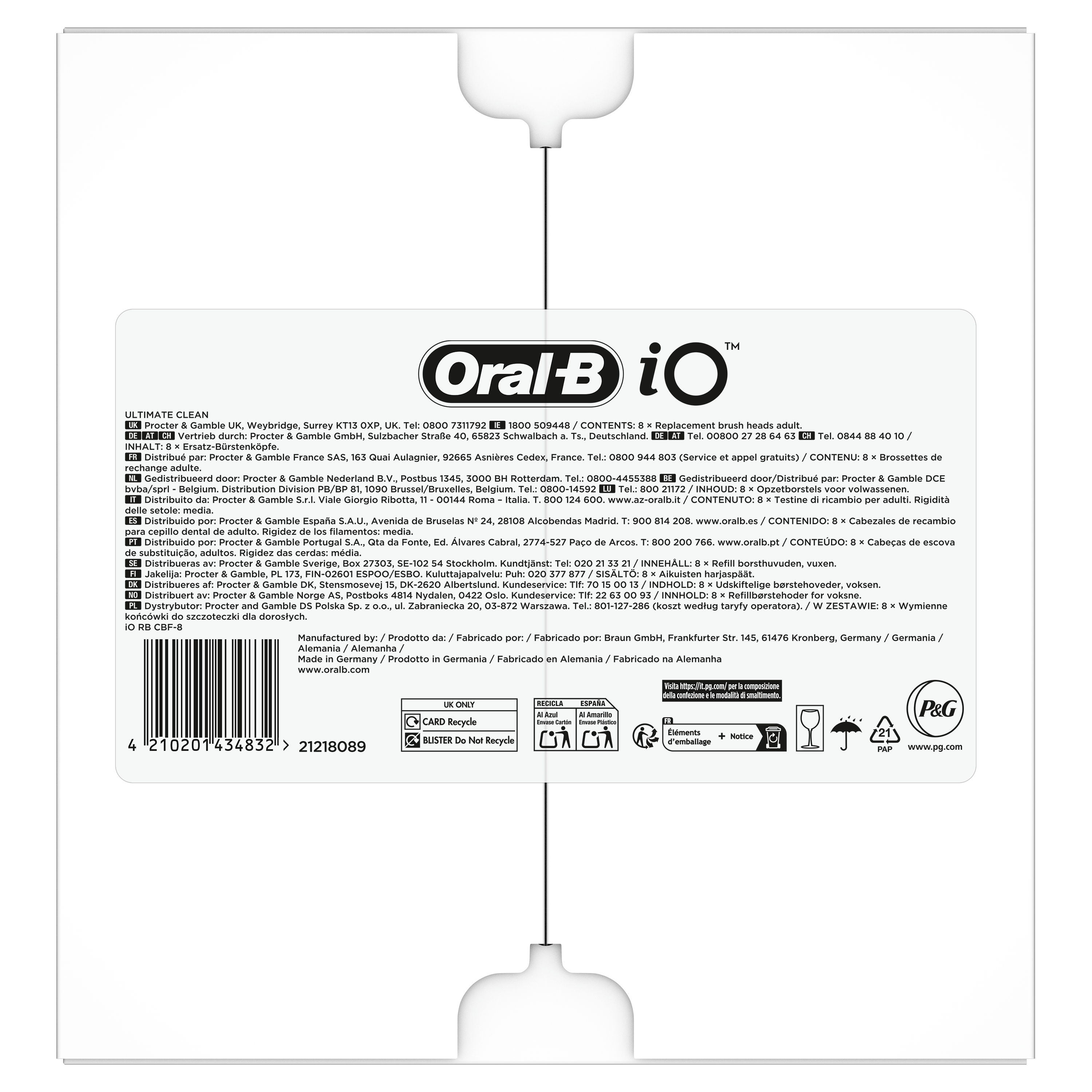 Oral-B iO Recambios Ultimate Clean en Negro  - Pack de 8