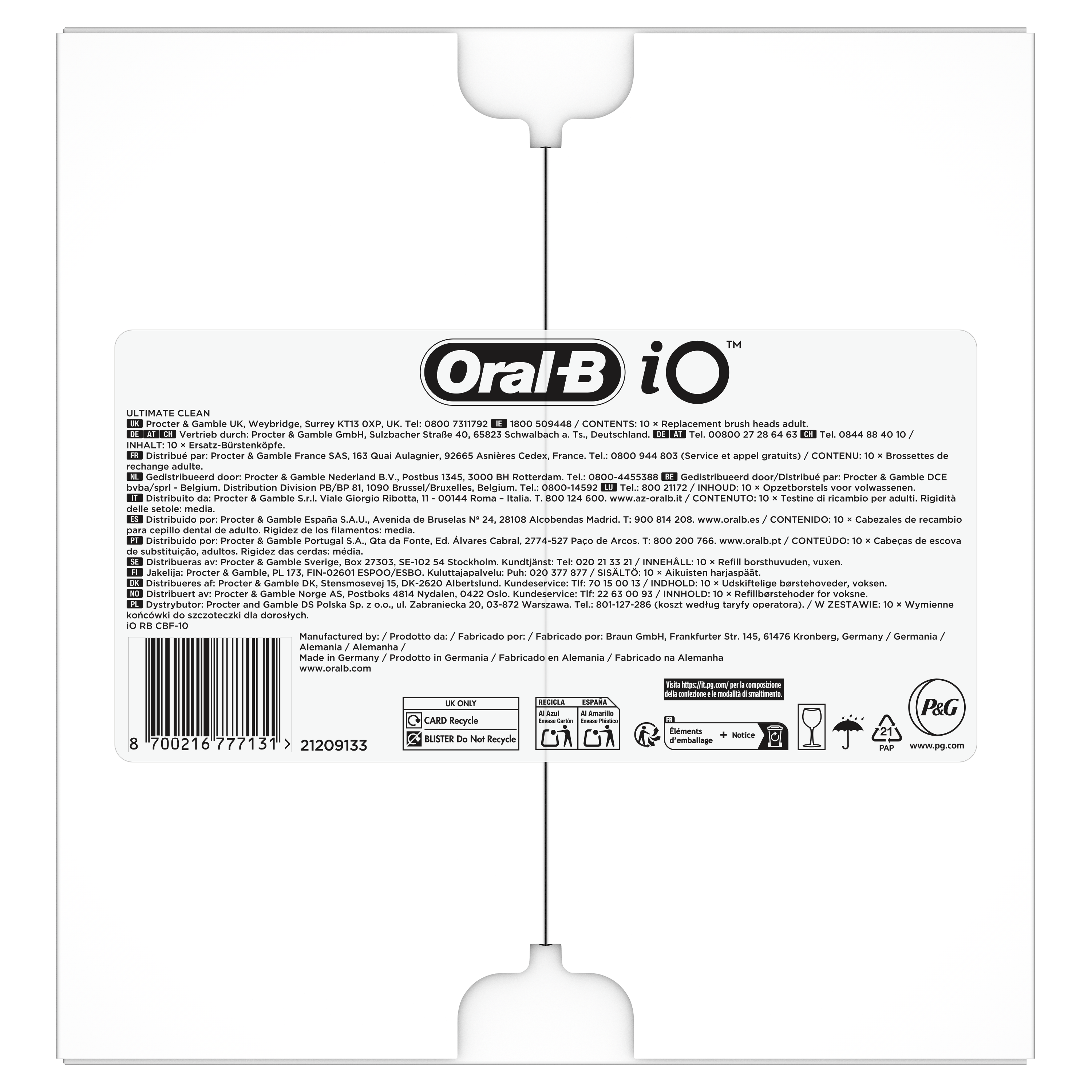 Oral-B iO Recambios Ultimate Clean en Negro - Pack de 10