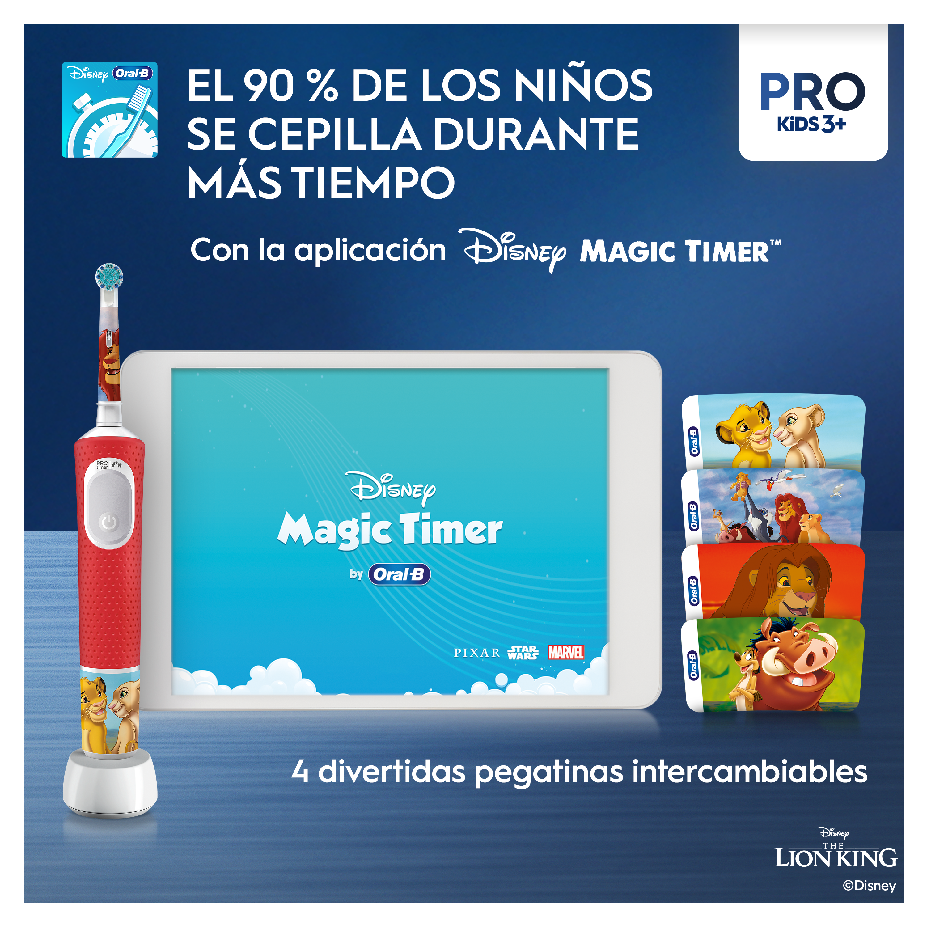 Oral-B Pro Kids Rey León Cepillo Eléctrico con 1+8 Recambios