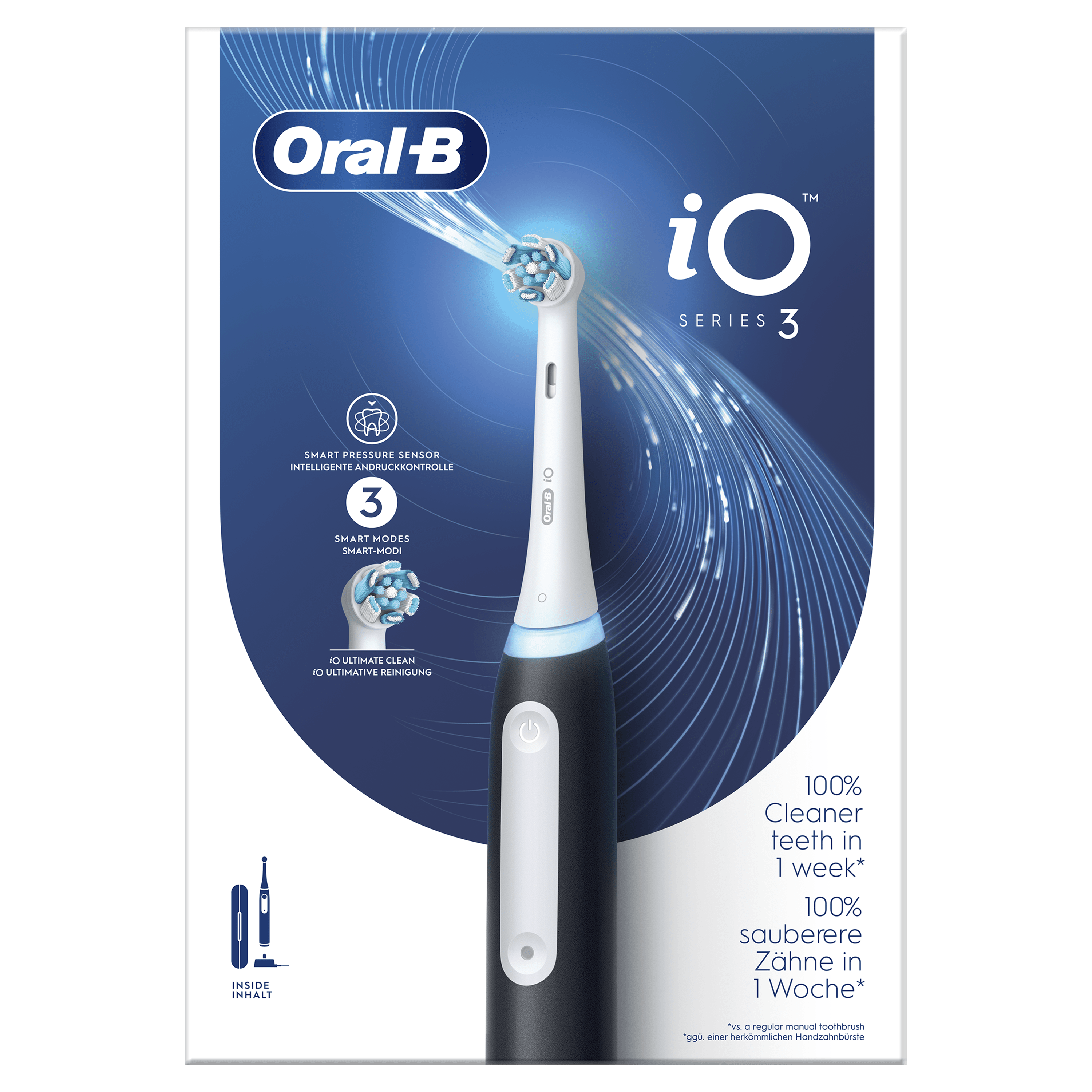 Oral-B iO 3 Cepillo Eléctrico Negro con 1+5 cabezal y estuche de viaje