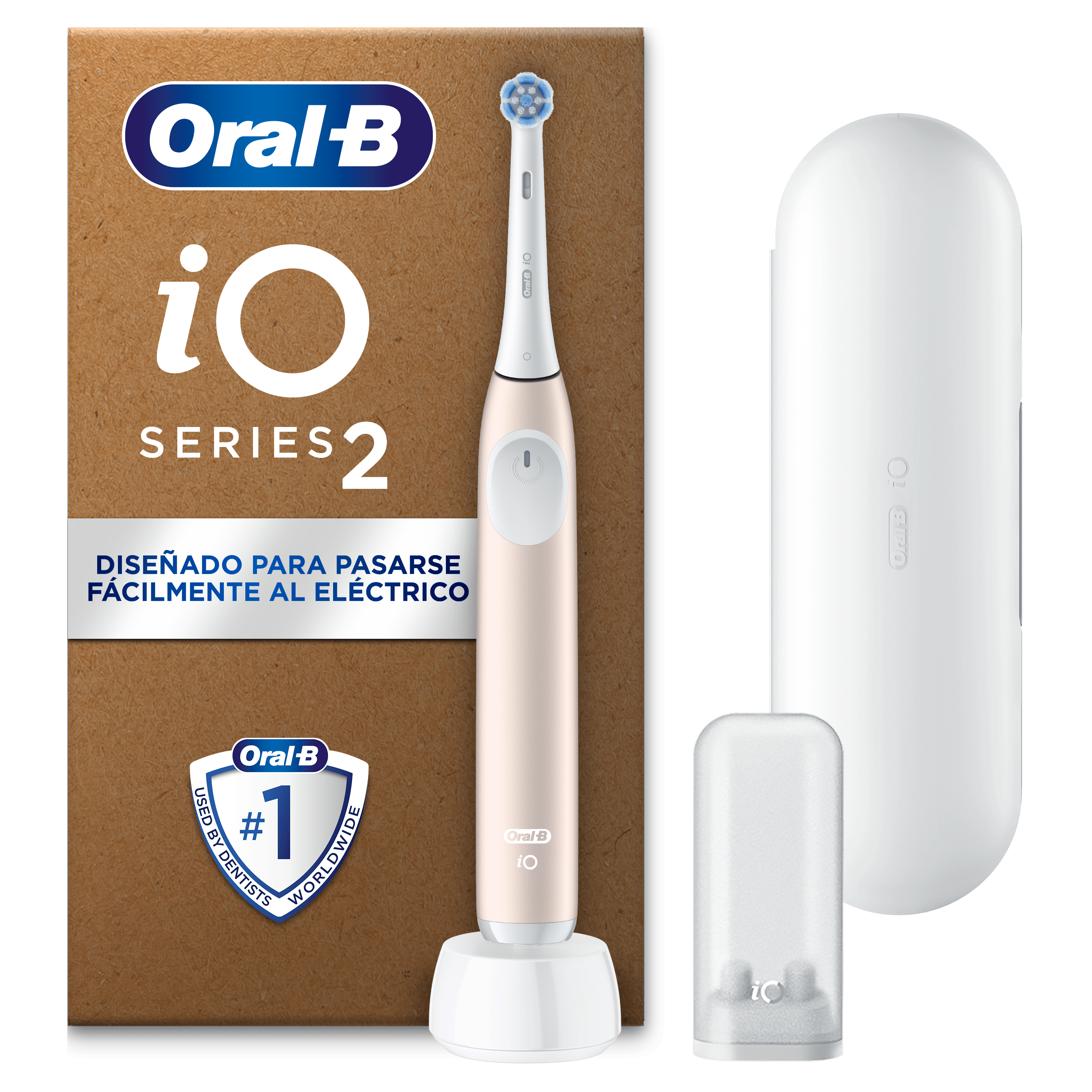 Oral-B iO 2 Pack de Cepillo Eléctrico Rosa con 1+2 cabezal y estuche de viaje