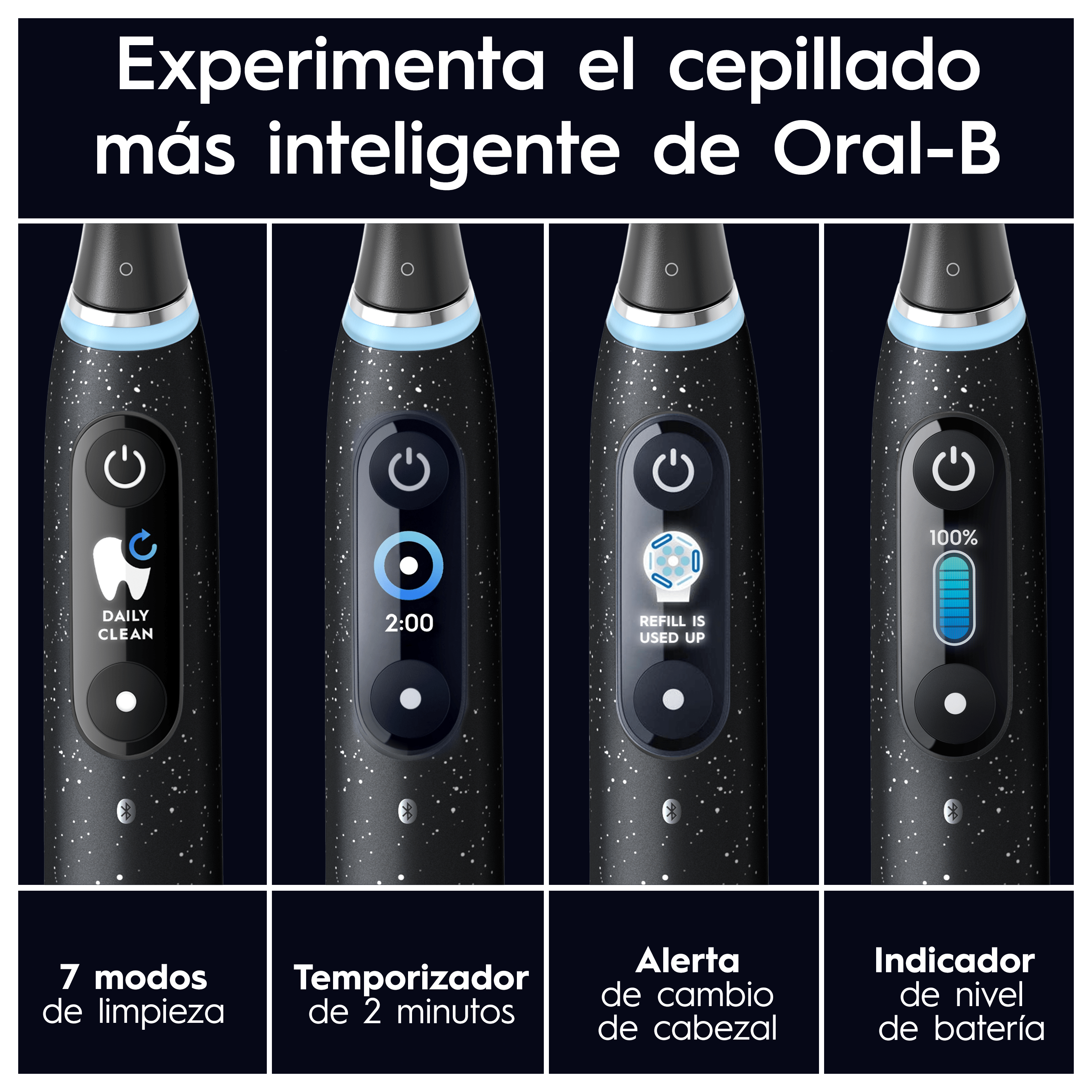 Oral-B iO 10 Pack de Cepillo Eléctrico Negro con 3 cabezales y cargador de viaje
