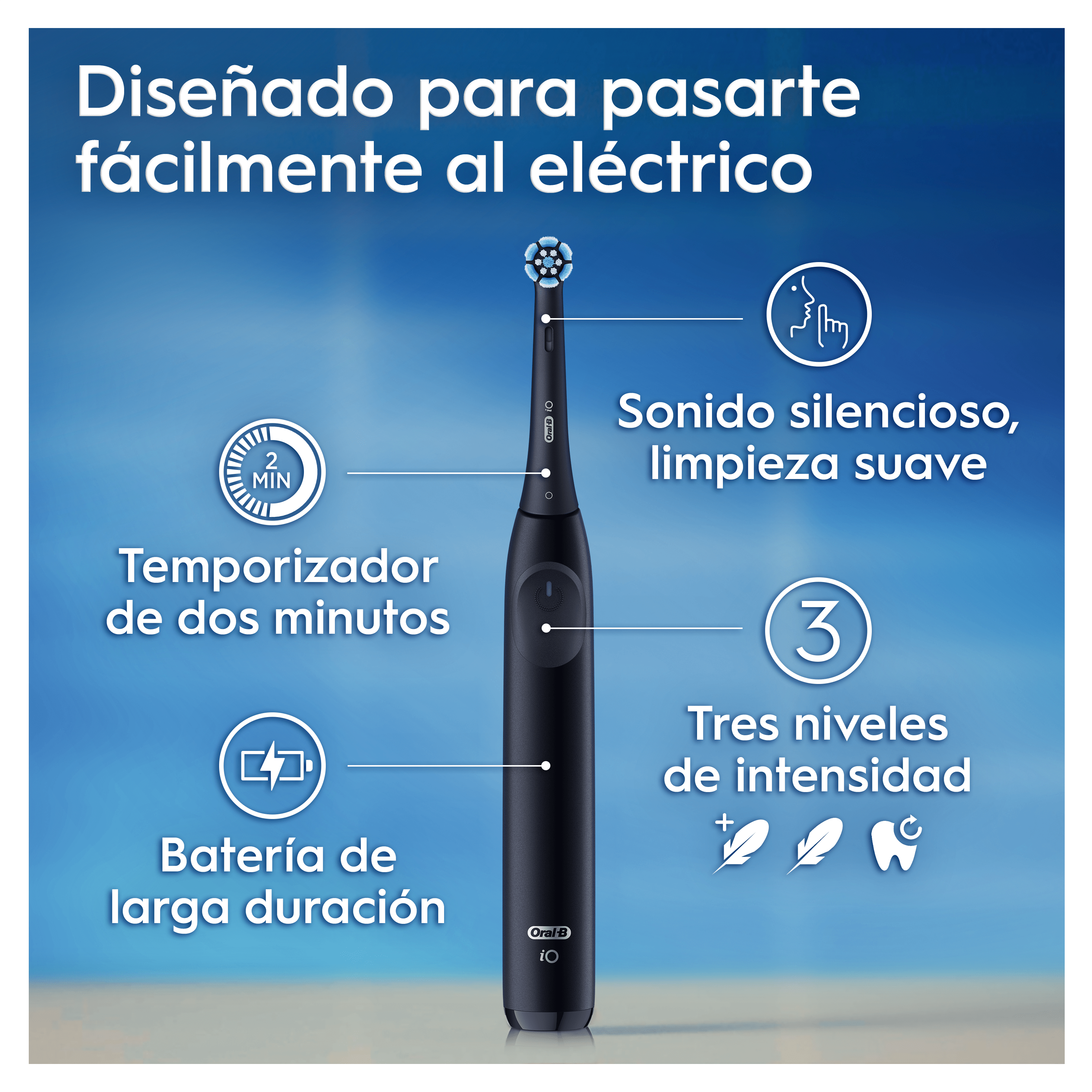 Oral-B iO 2 Pack de Cepillo Eléctrico Negro con 1 cabezal y estuche de viaje