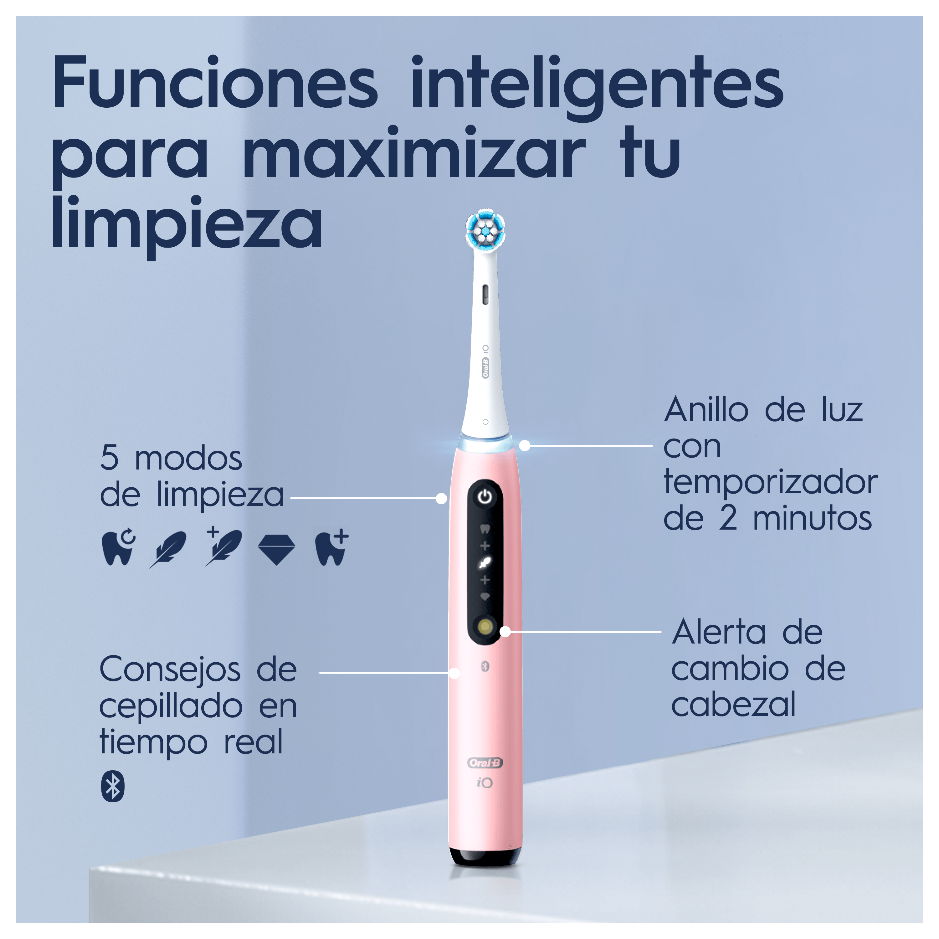 Oral-B iO 5 Cepillo Eléctrico Rosa con 1+2 cabezal
