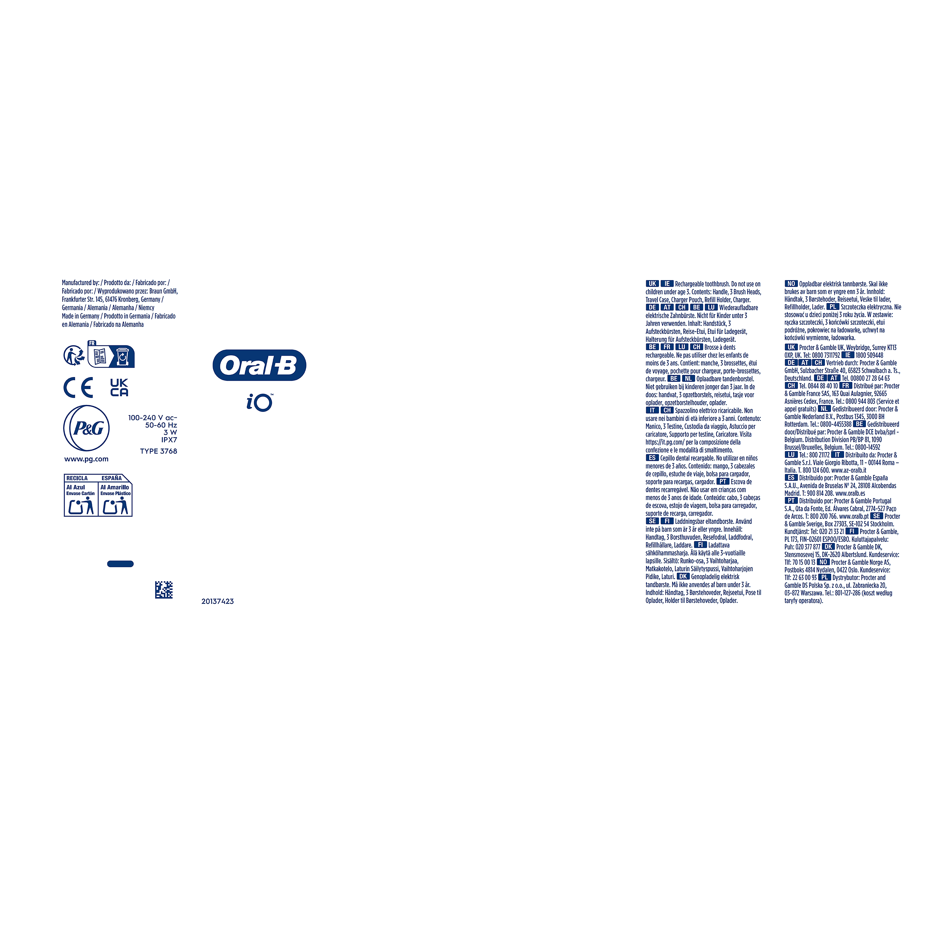 Oral-B iO 9 Pack de Cepillo Eléctrico Negro con 3 cabezales y cargador de viaje blanco
