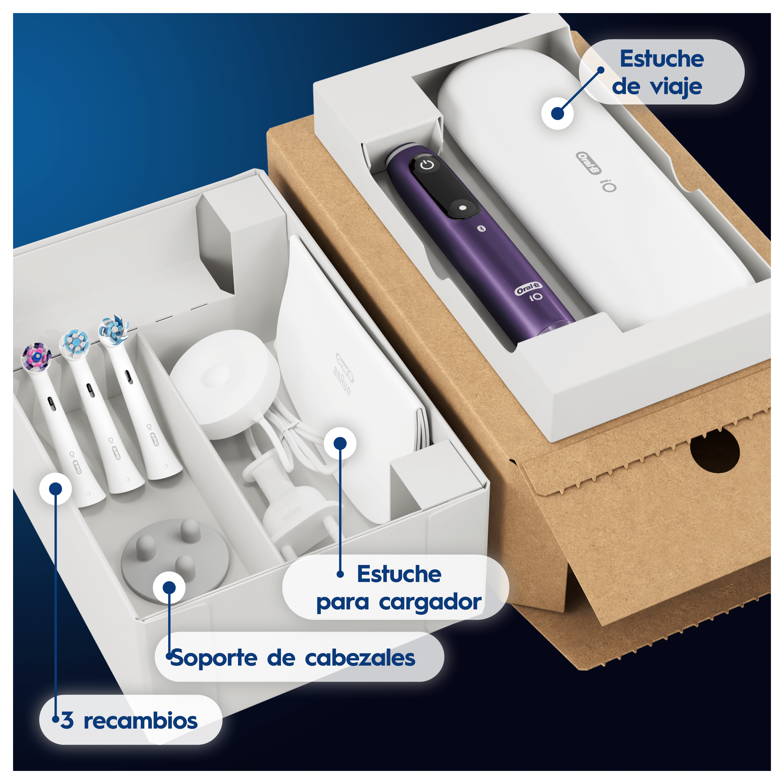 Oral-B iO 8 Pack de Cepillo Eléctrico Violeta con 3 + 2 Recambios