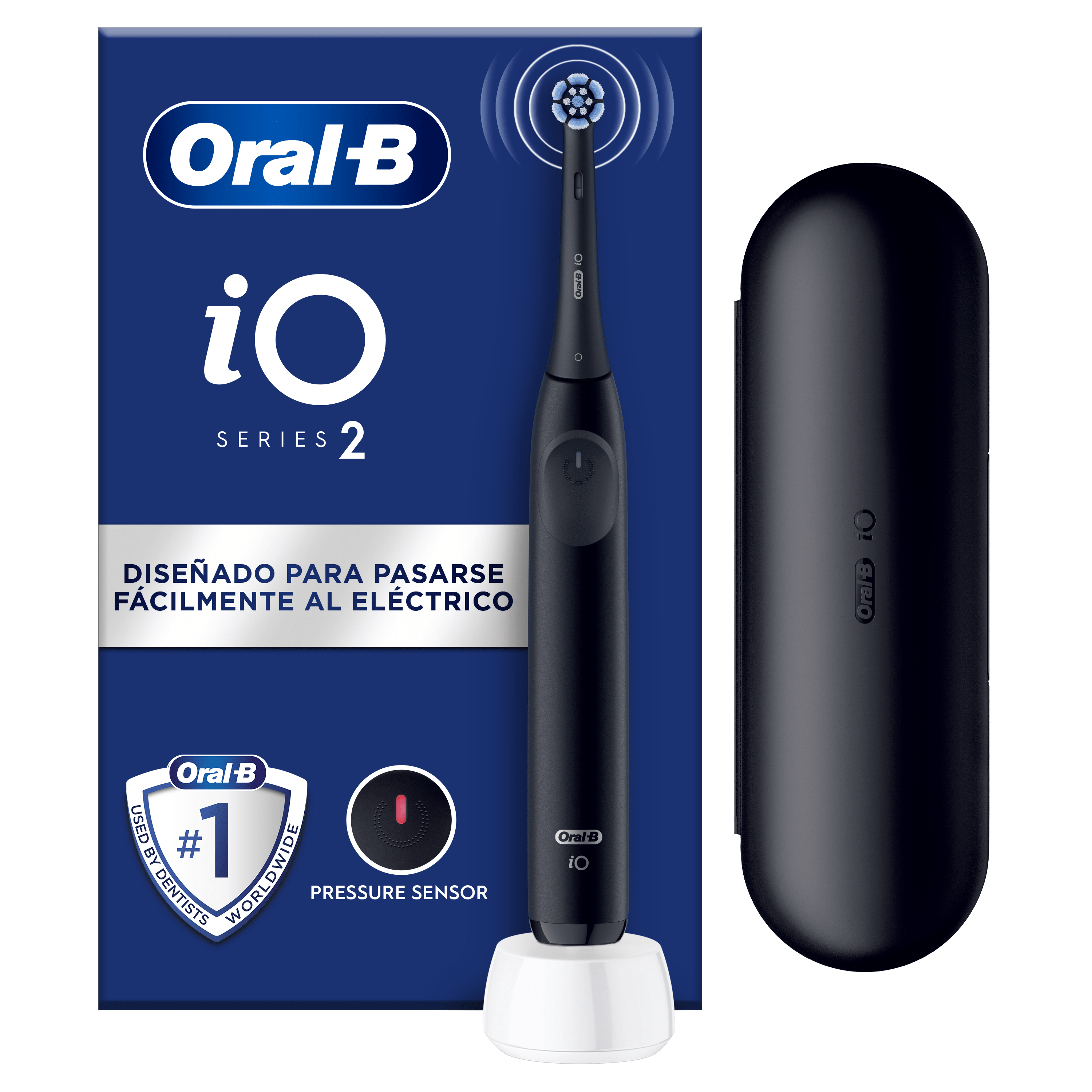 Oral-B iO 2 Cepillo Eléctrico Negro con 1+2 cabezal y estuche de viaje