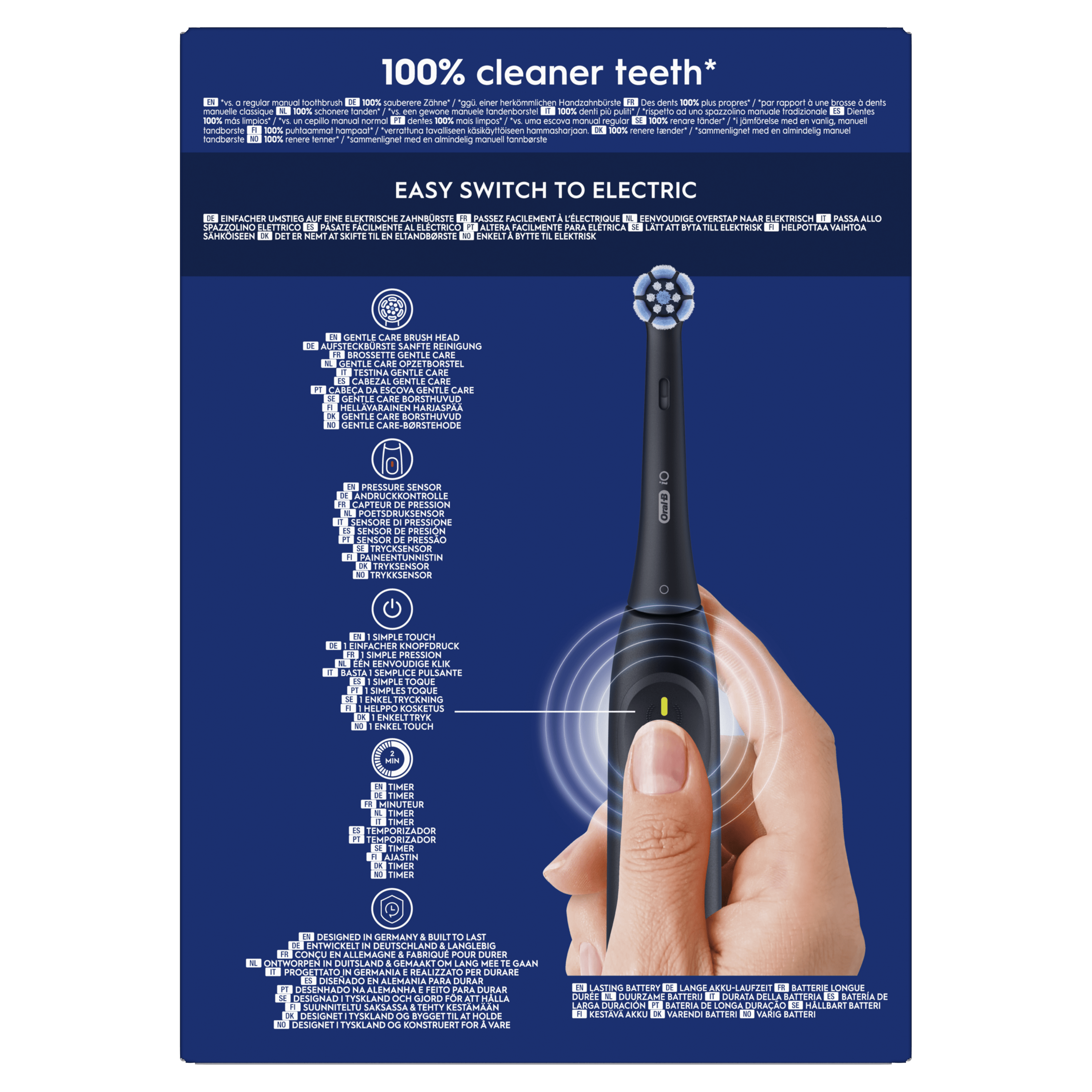 Oral-B iO 2 Cepillo Eléctrico Negro con 1+2 cabezal y estuche de viaje