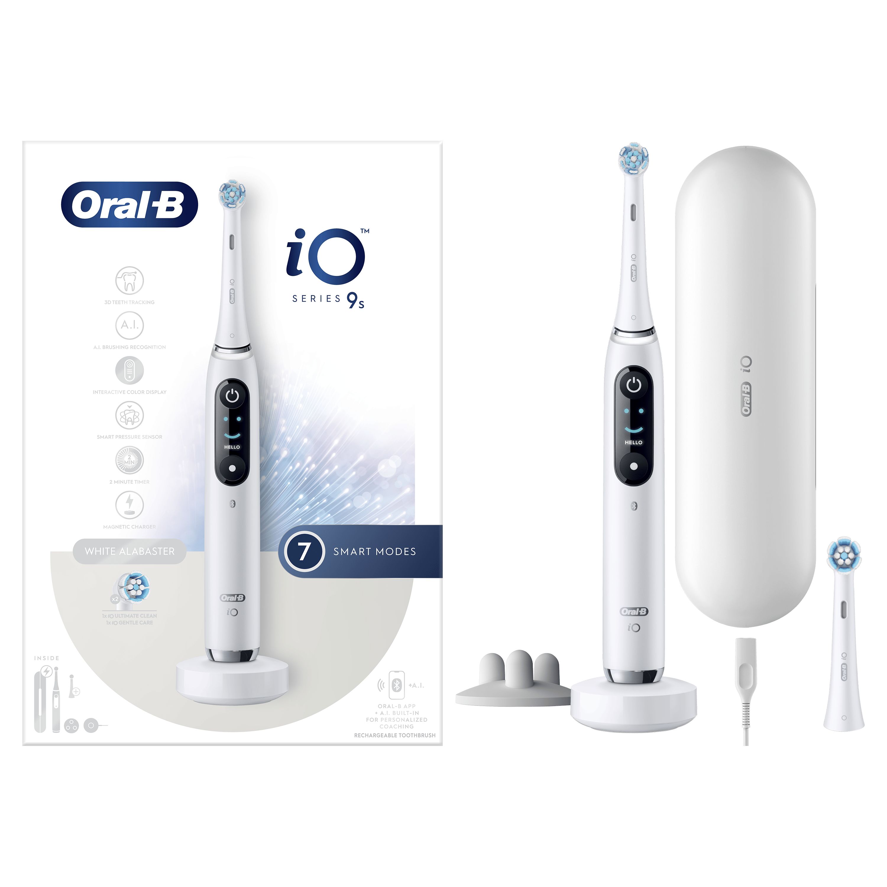 Oral-B iO 9 Cepillo Eléctrico Blanco con 2 Cabezales