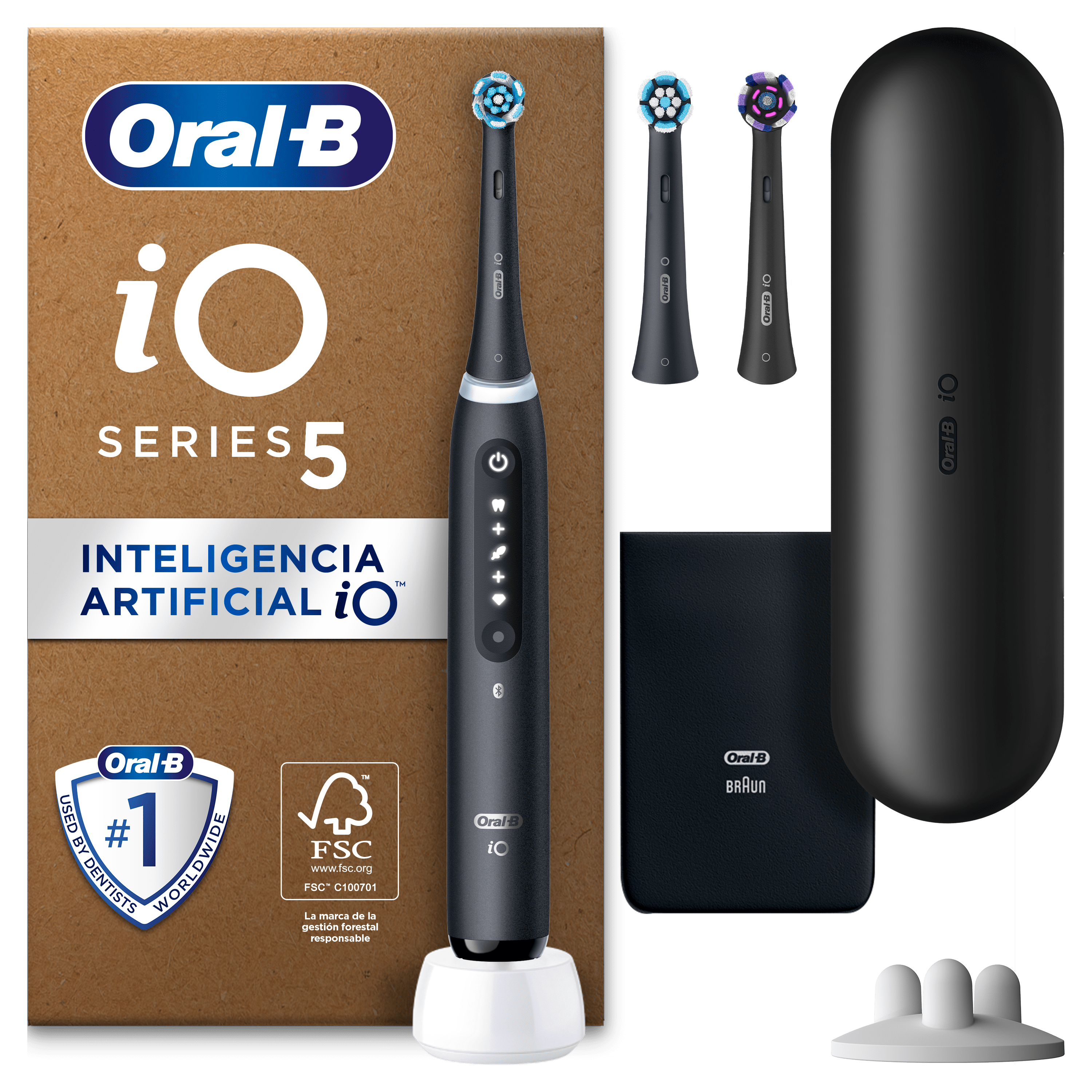 Oral-B iO 5 Pack de Cepillo Eléctrico Negro con 3 cabezales