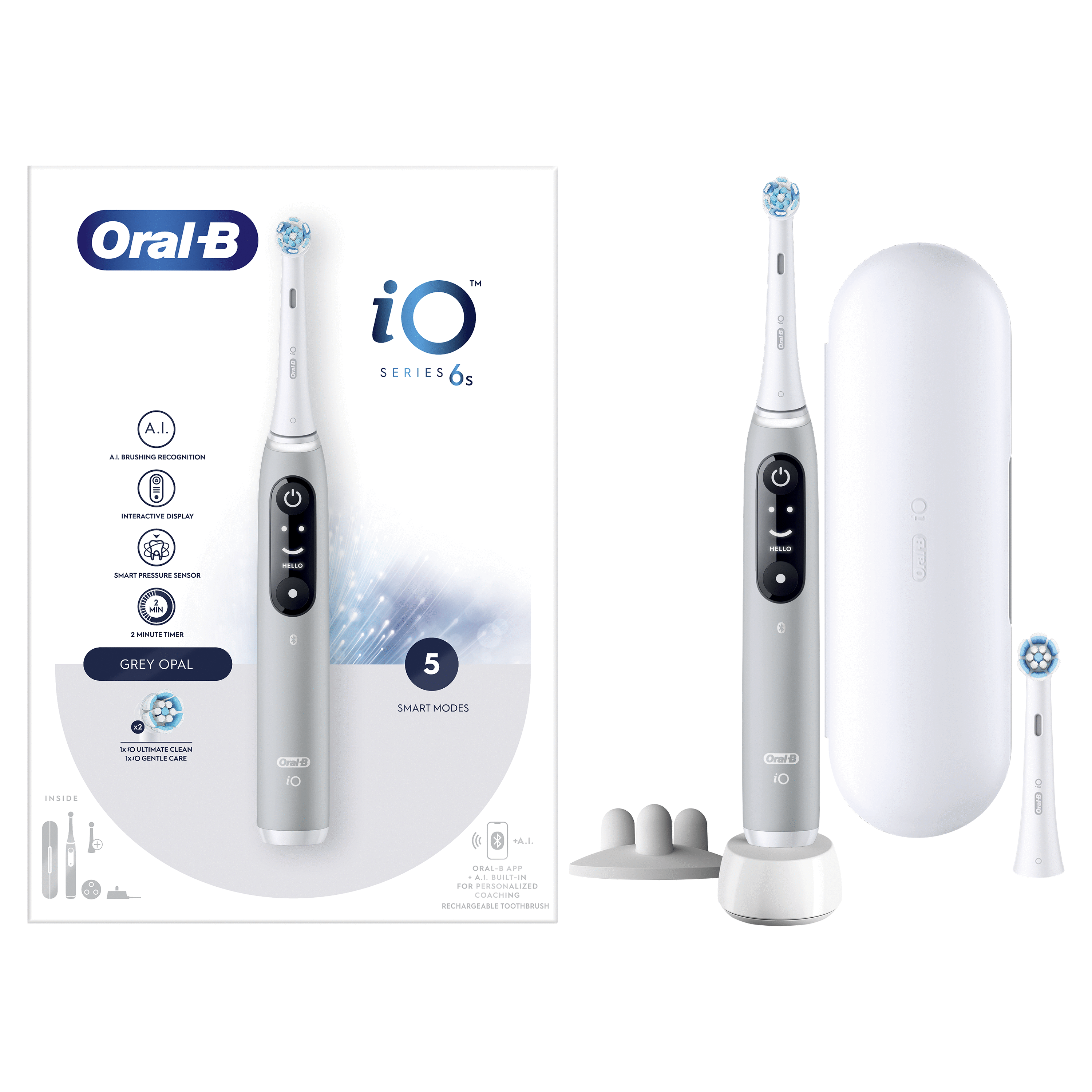 Oral-B iO 6 Cepillo Eléctrico Gris con 2+4 cabezales