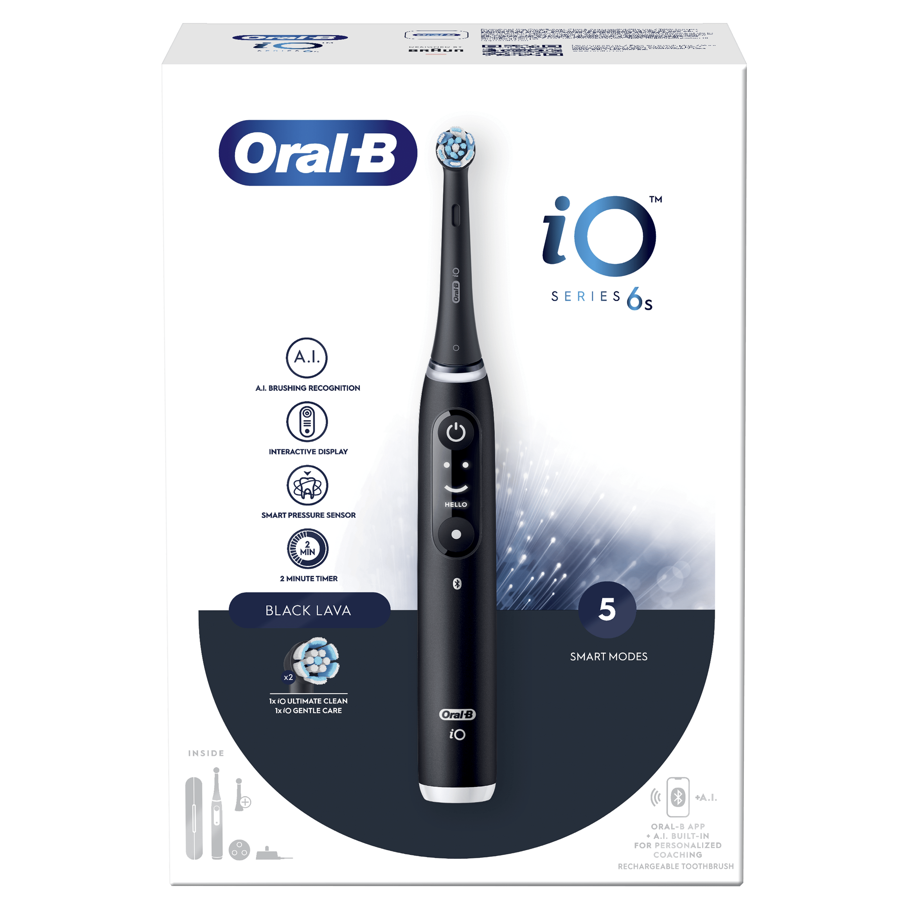 Oral-B iO 6 Cepillo Eléctrico Negro con 2 cabezales