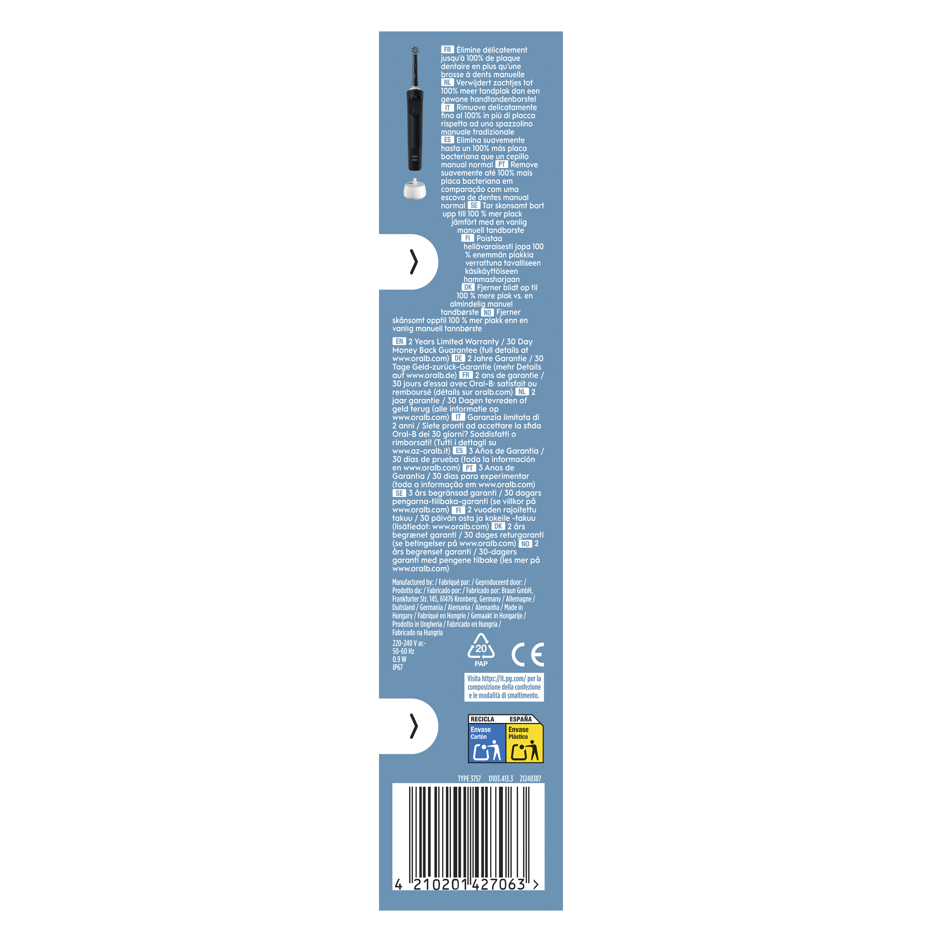 Oral-B Pro Vitality Cepillo de Dientes Eléctrico Negro