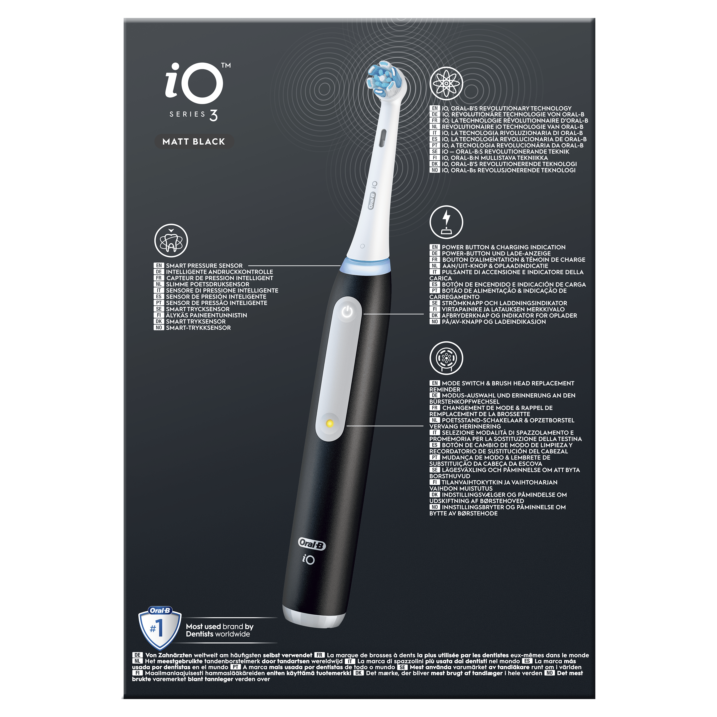Oral-B iO 3 Cepillo Eléctrico Negro con 1+5 cabezal y estuche de viaje