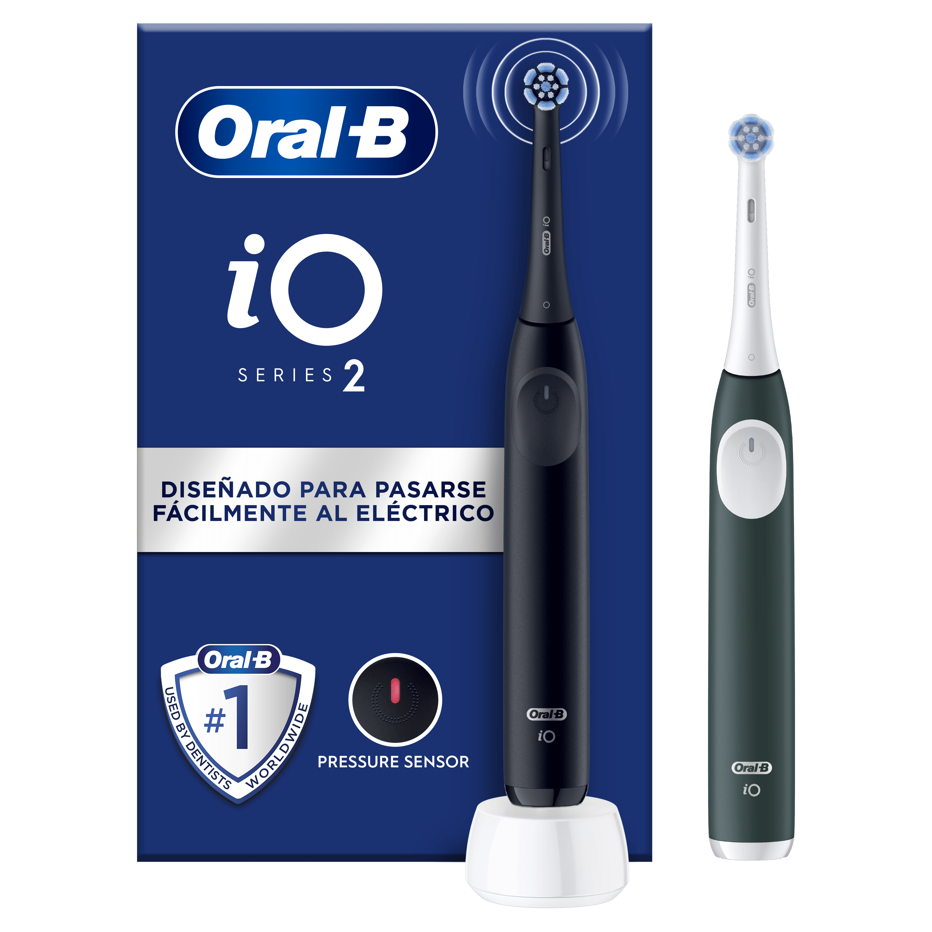 Oral-B iO 2 Pack Dúo de Cepillos Eléctricos Negro y Verde Bosque con 2 cabezales