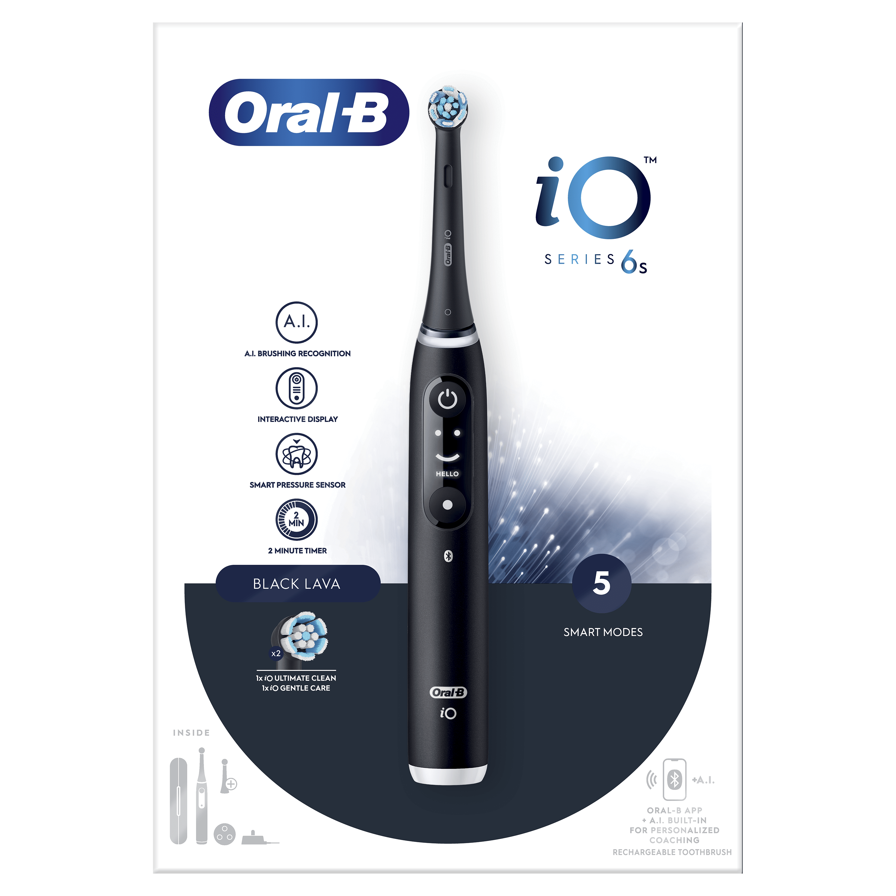 Oral-B iO 6 Cepillo Eléctrico Negro con 2 cabezales