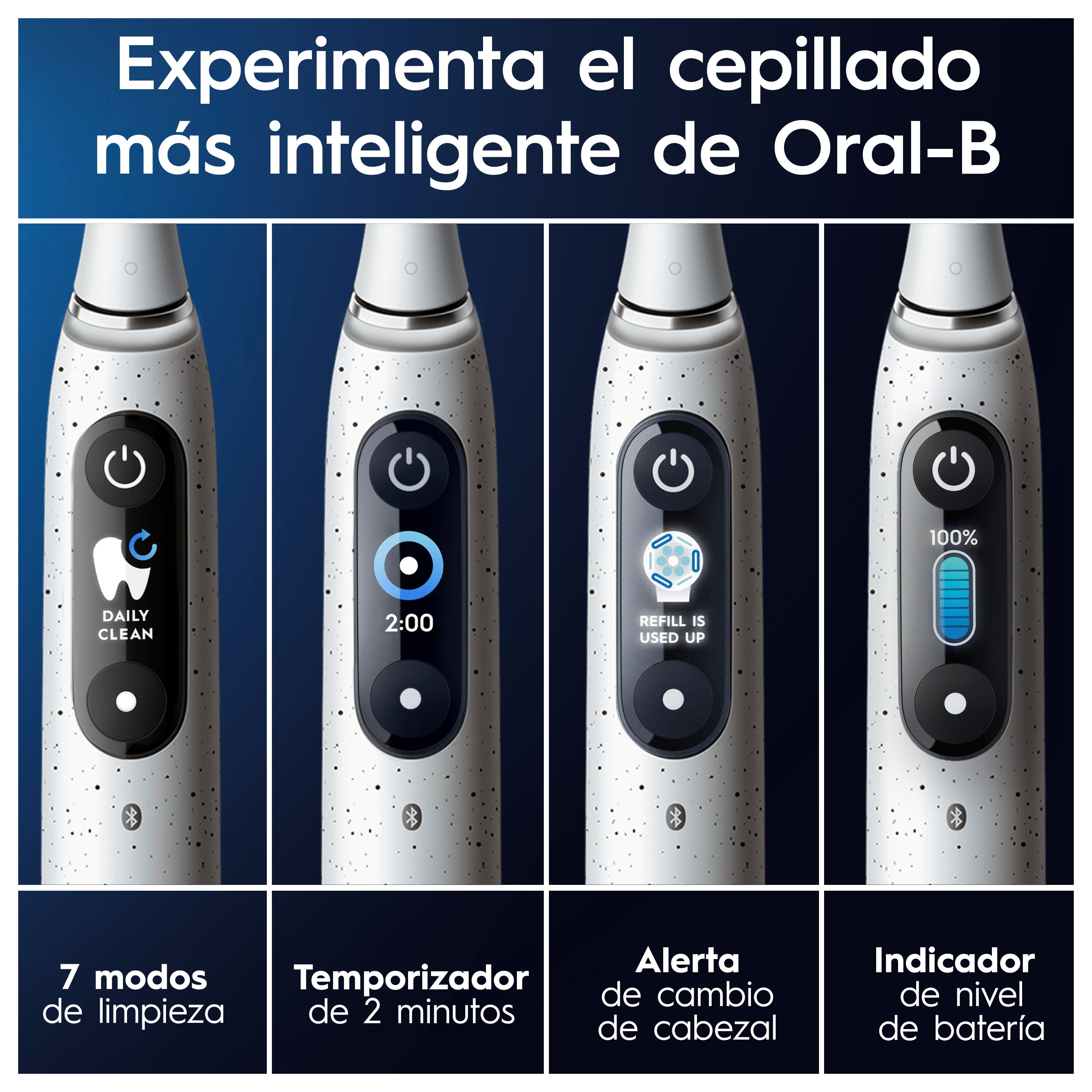 Oral-B iO 10 Pack de Cepillo Eléctrico Blanco con 3 Recambios y cargador de viaje