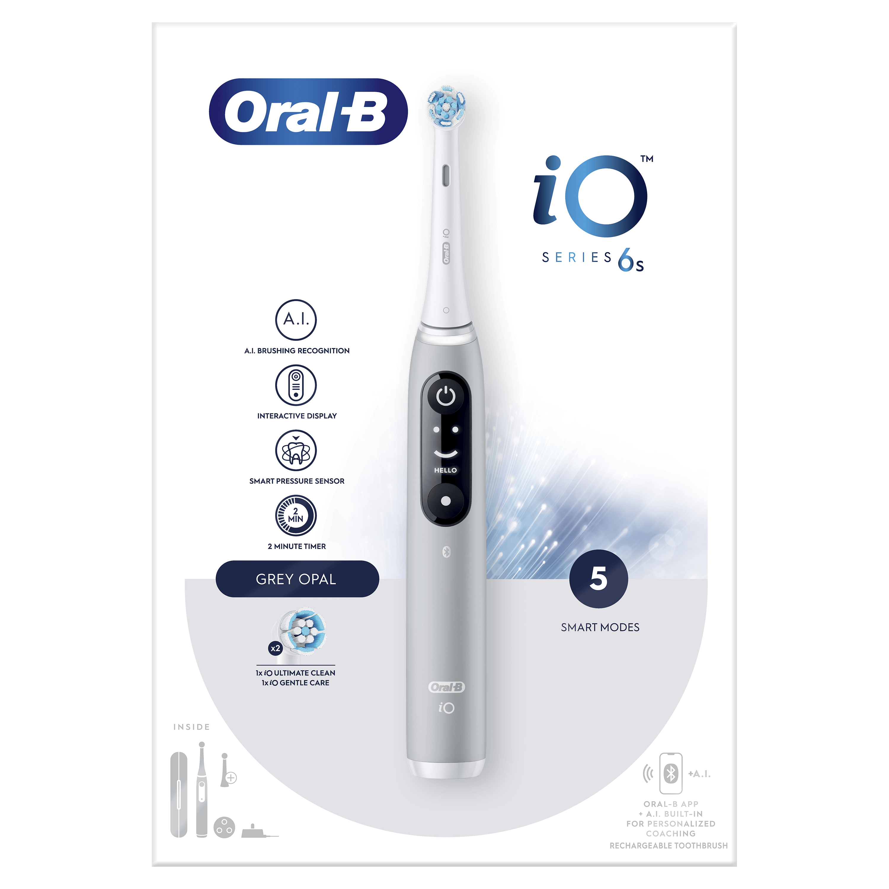 Oral-B iO 6 Cepillo Eléctrico Gris con 2 Cabezales