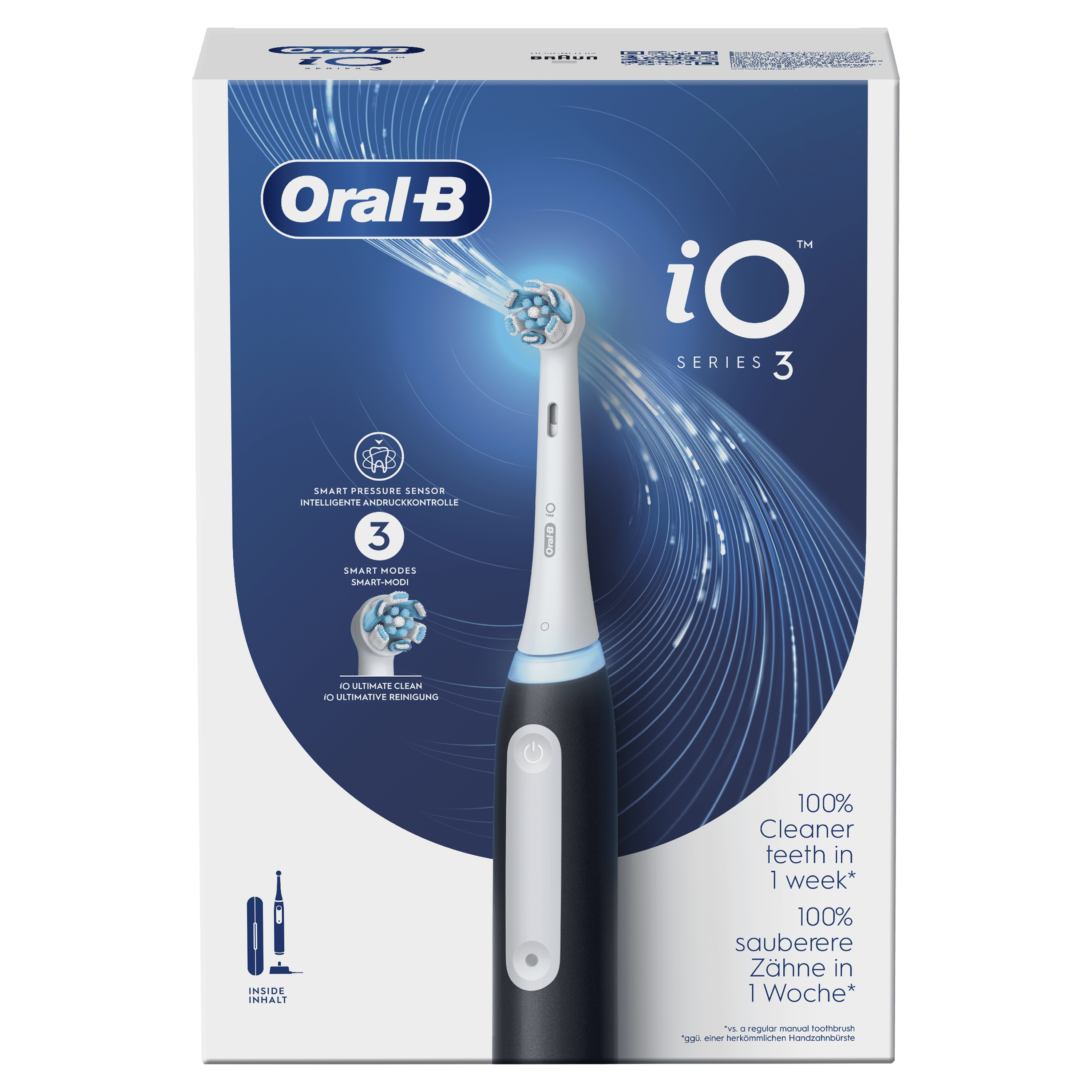 Oral-B iO 3 Cepillo Eléctrico Negro con 1+5 cabezal y estuche de viaje