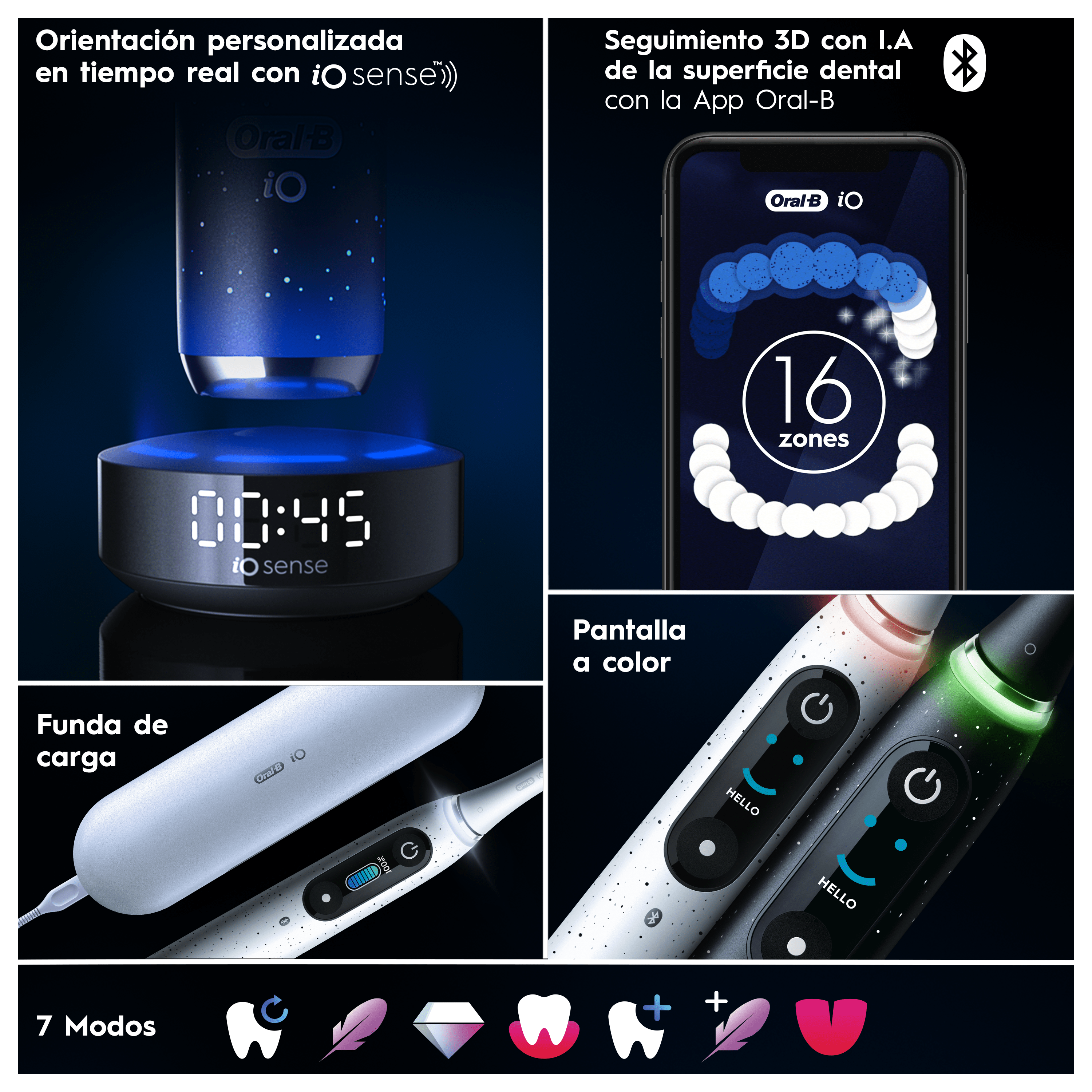 Oral-B iO 10 Pack de Cepillo Eléctrico Negro con 3 cabezales y cargador de viaje