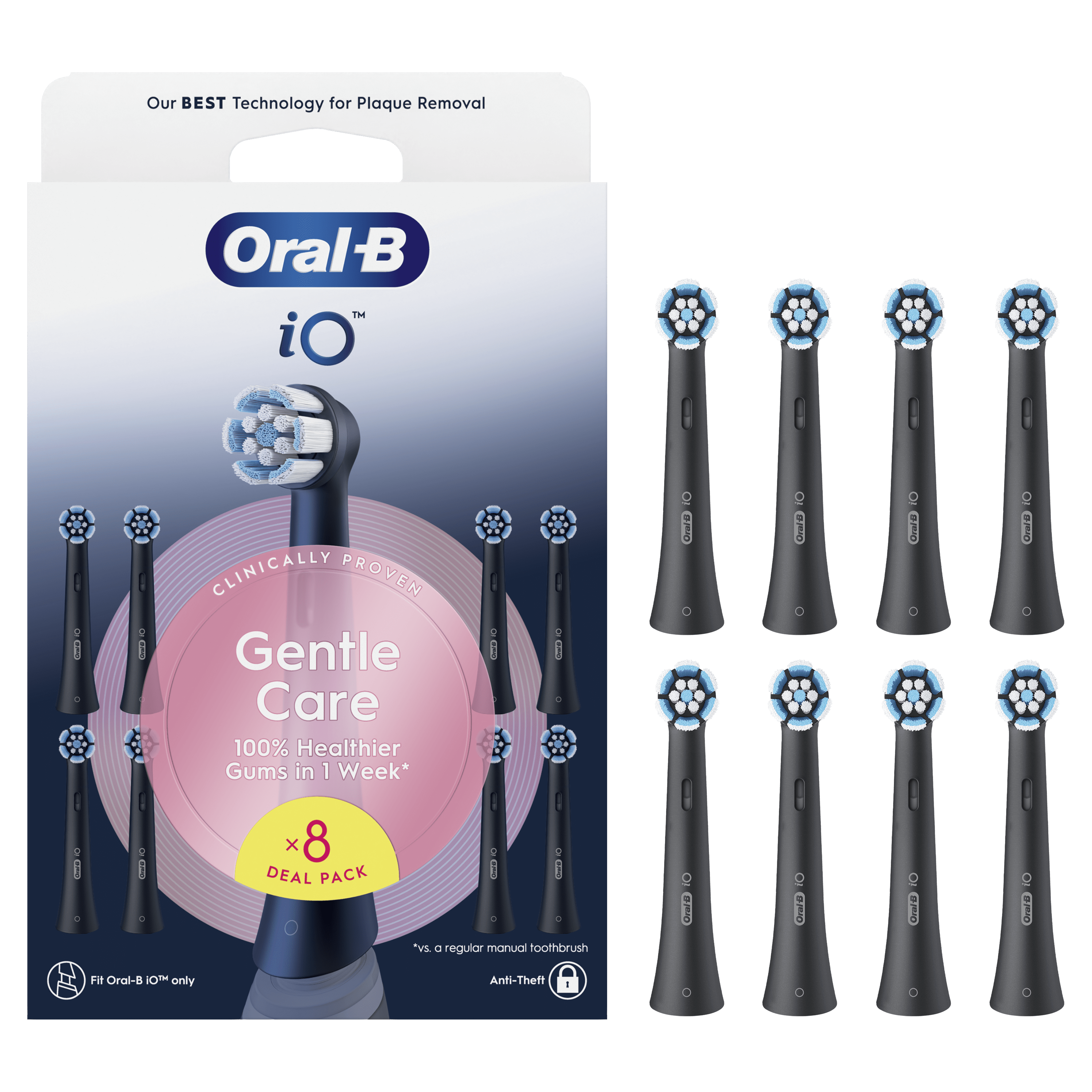 Oral-B iO Recambios Gentle Care en Negro - Pack de 8